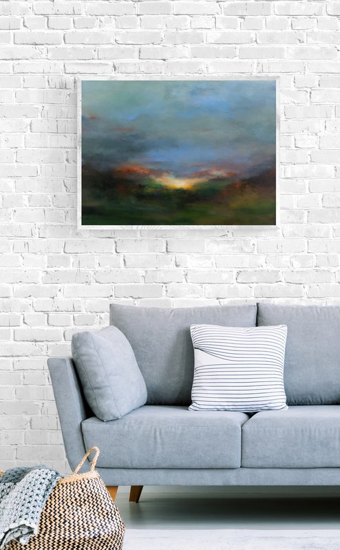 Landscape painting framed by Mary Burtenshaw_Breaking Dawn.jpg