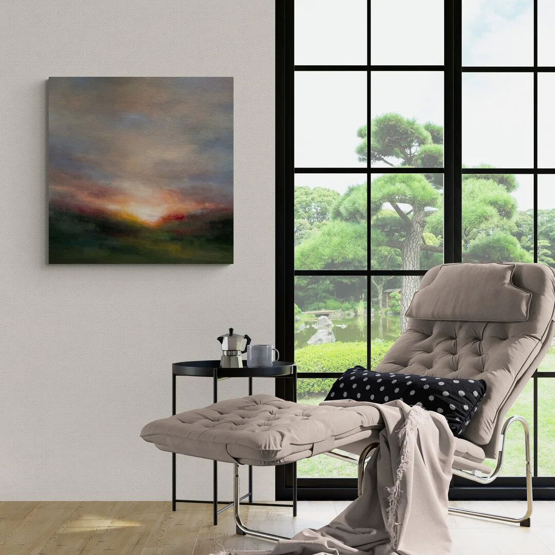 Sunlit Lustre impressionist sunlit landscape canvas painting by Mary Burtenshaw