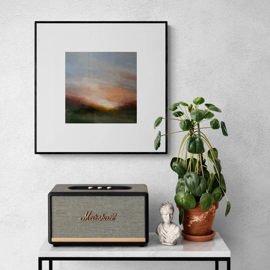 Evening Lull small abstract landscape painting by Mary Burtenshaw