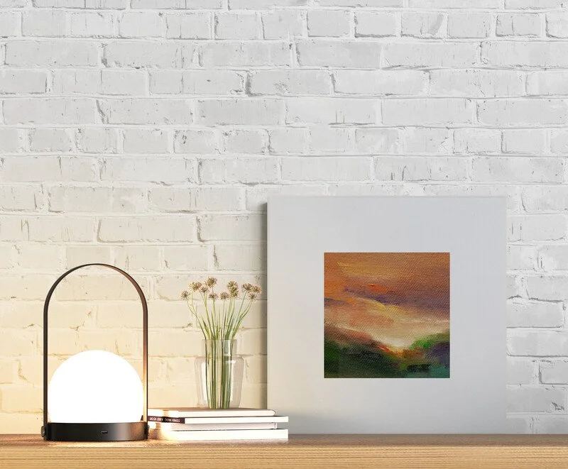 Windswept Autumn small abstract painting on paper