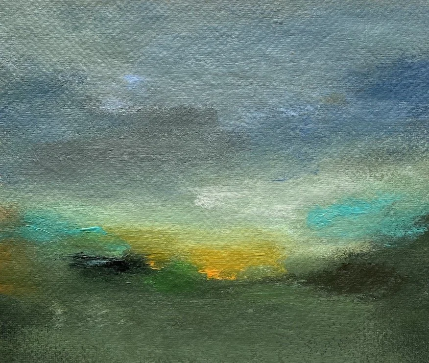 Acrylic landscape painting on paper by Mary burtenshaw_Sunset Embers.JPG