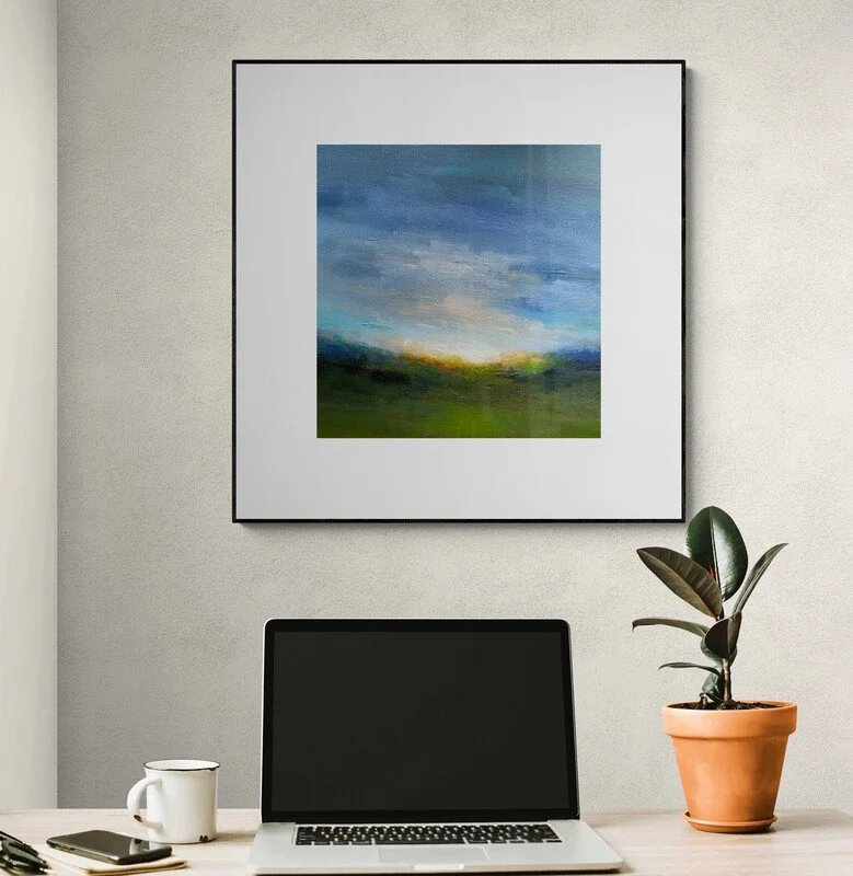 Sunrise Ascent abstract sunrise painting by Mary Burtenshaw