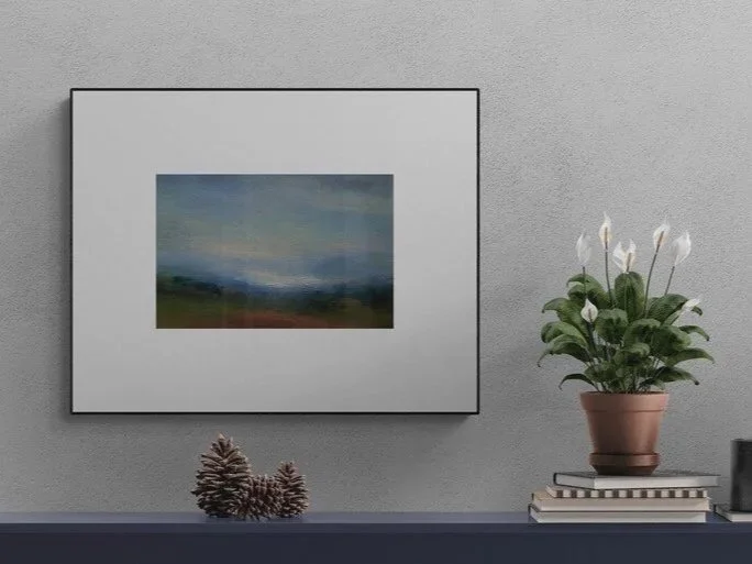 Dew on the Downs abstract landscape painting by Mary Burtenshaw