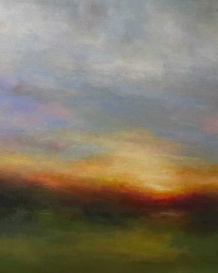 Evening Blush 76 x 50 cm Unframed Impressionist Landscape Painting Close up by Mary Burtenshaw