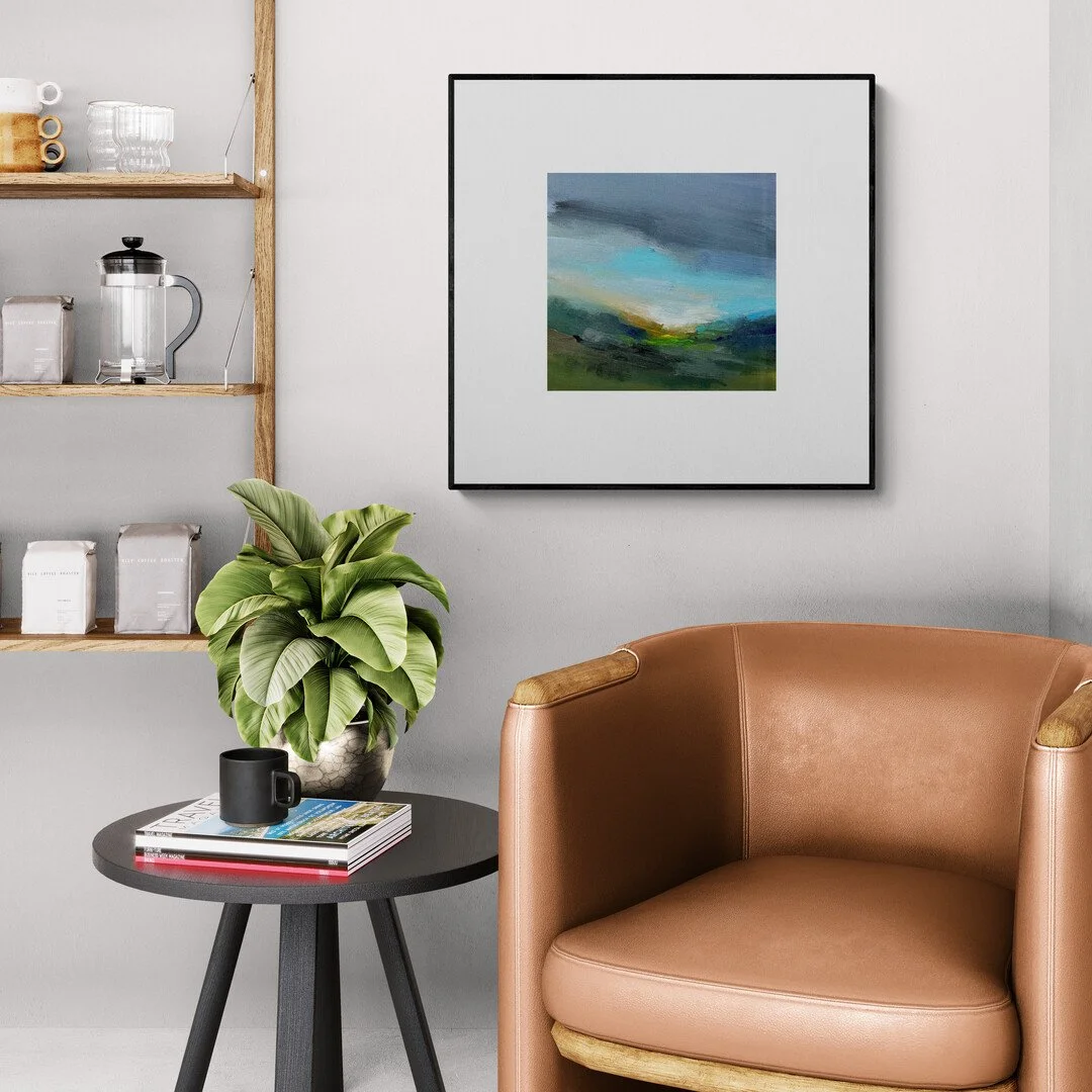 Broody Skies abstract landscape painting by Mary Burtenshaw