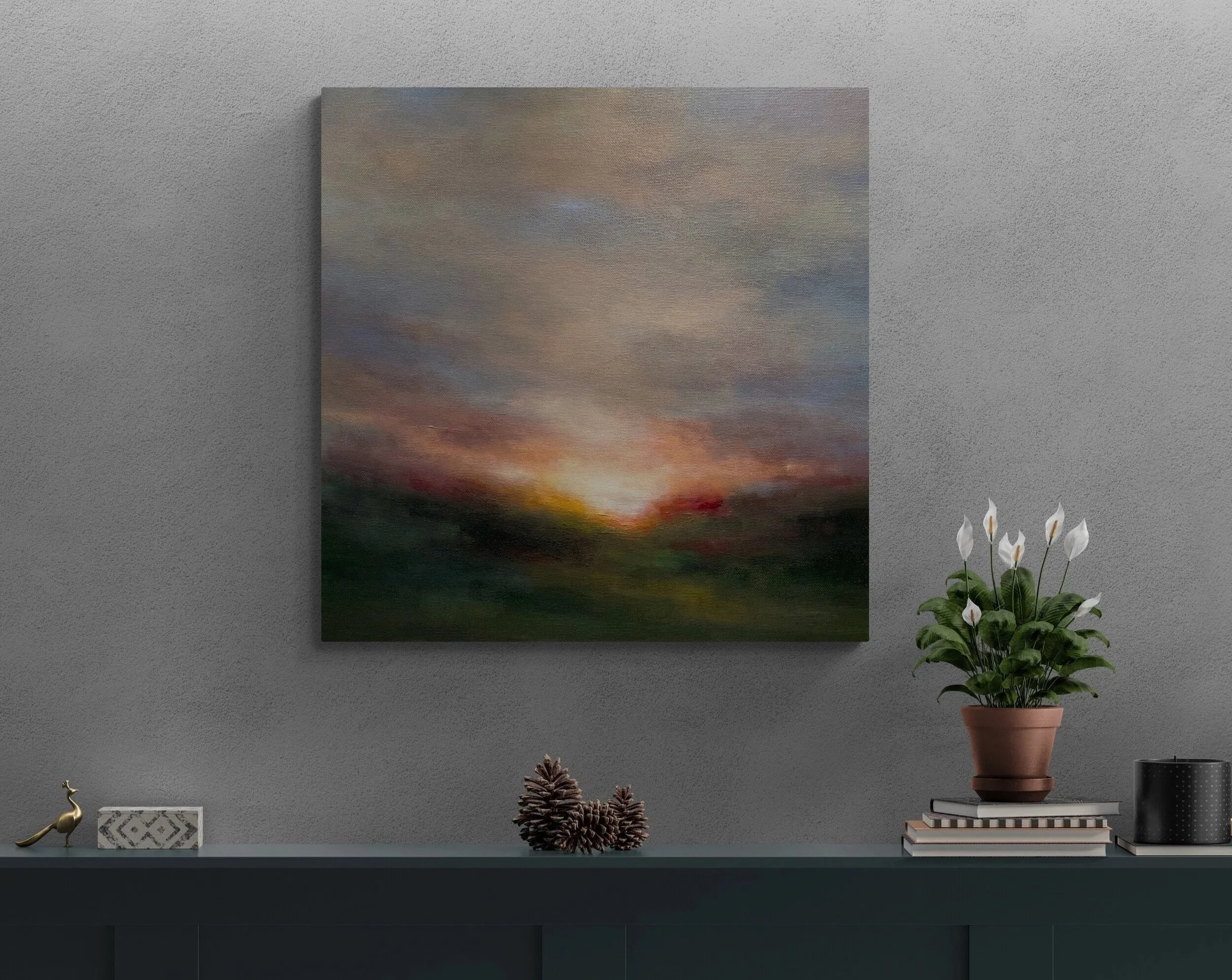 Sunlit Lustre impressionist sunlit landscape canvas by Mary Burtenshaw