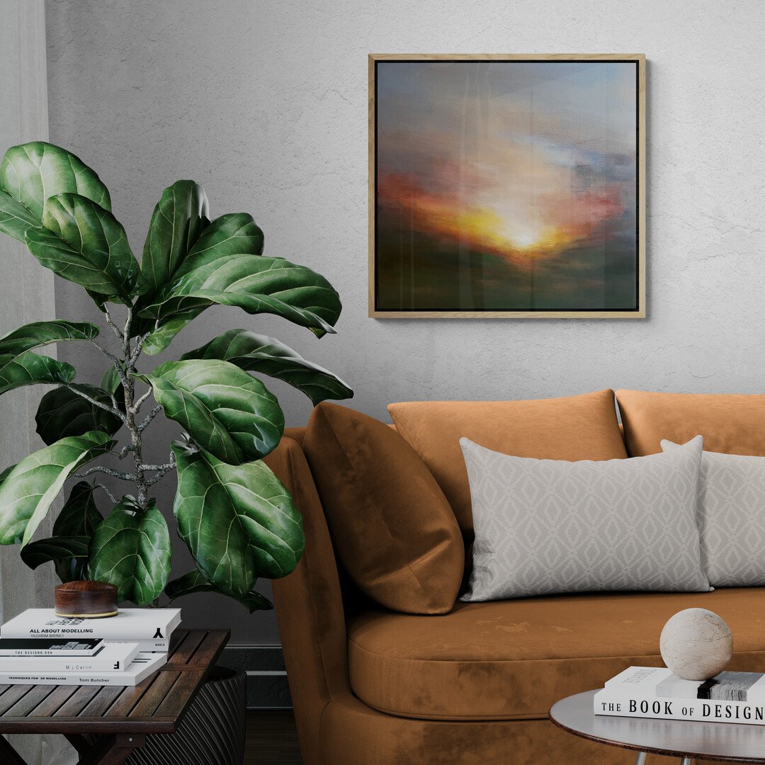 Morning Shimmer abstract sunrise original painting by Mary Burtenshsw