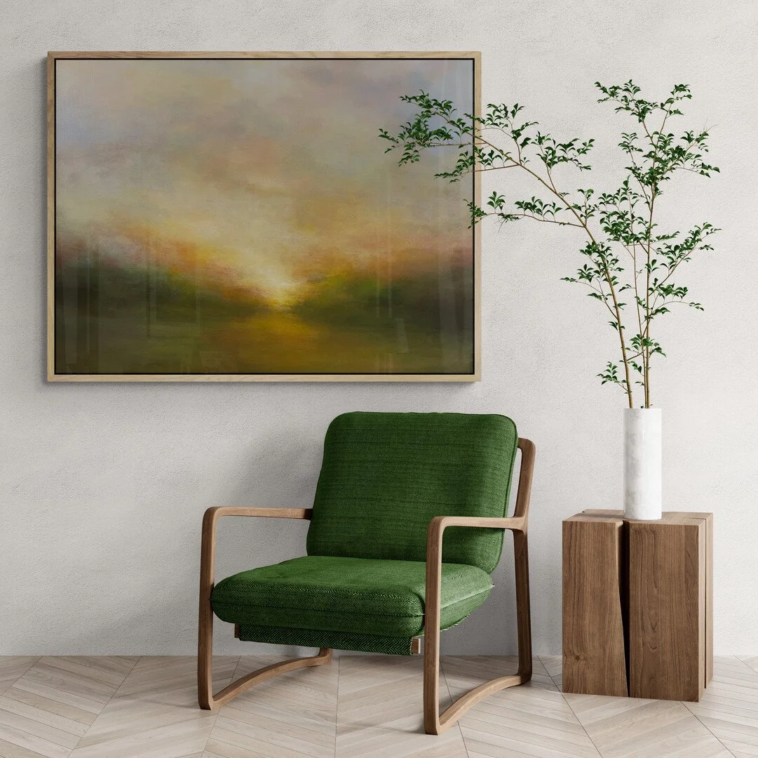 Misty Haze impressionist sunrise painting by Mary Burtenshaw