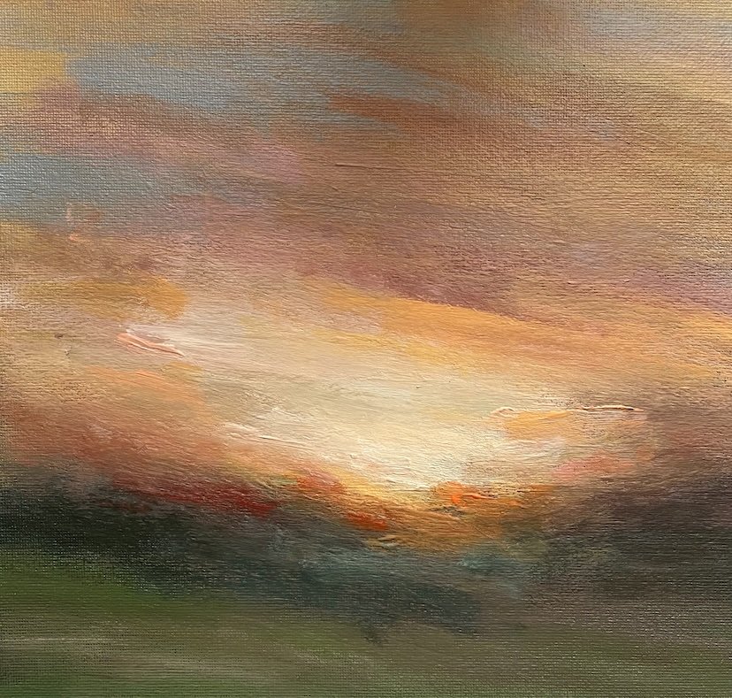 Sunset Descent abstract sunset landscape painting by Mary Burtenshaw