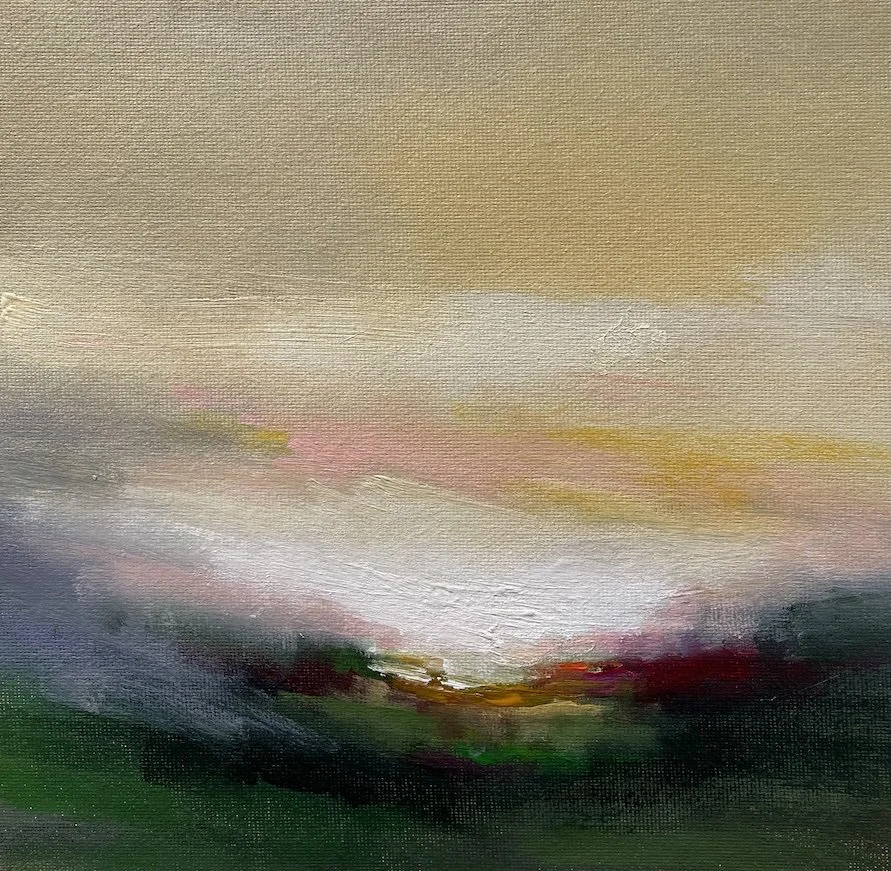 Ochre Sunset a small contemporary sunset canvas wall art for living room styling by Mary Burtenshaw