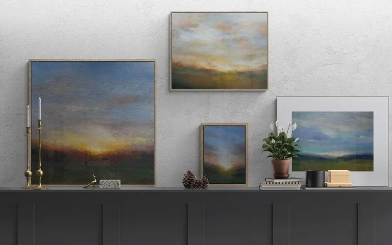 A selection of abstract and impressionist paintings by Mary Burtenshaw