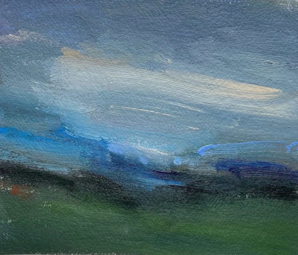An abstract painting of a seascape showing lots of movement