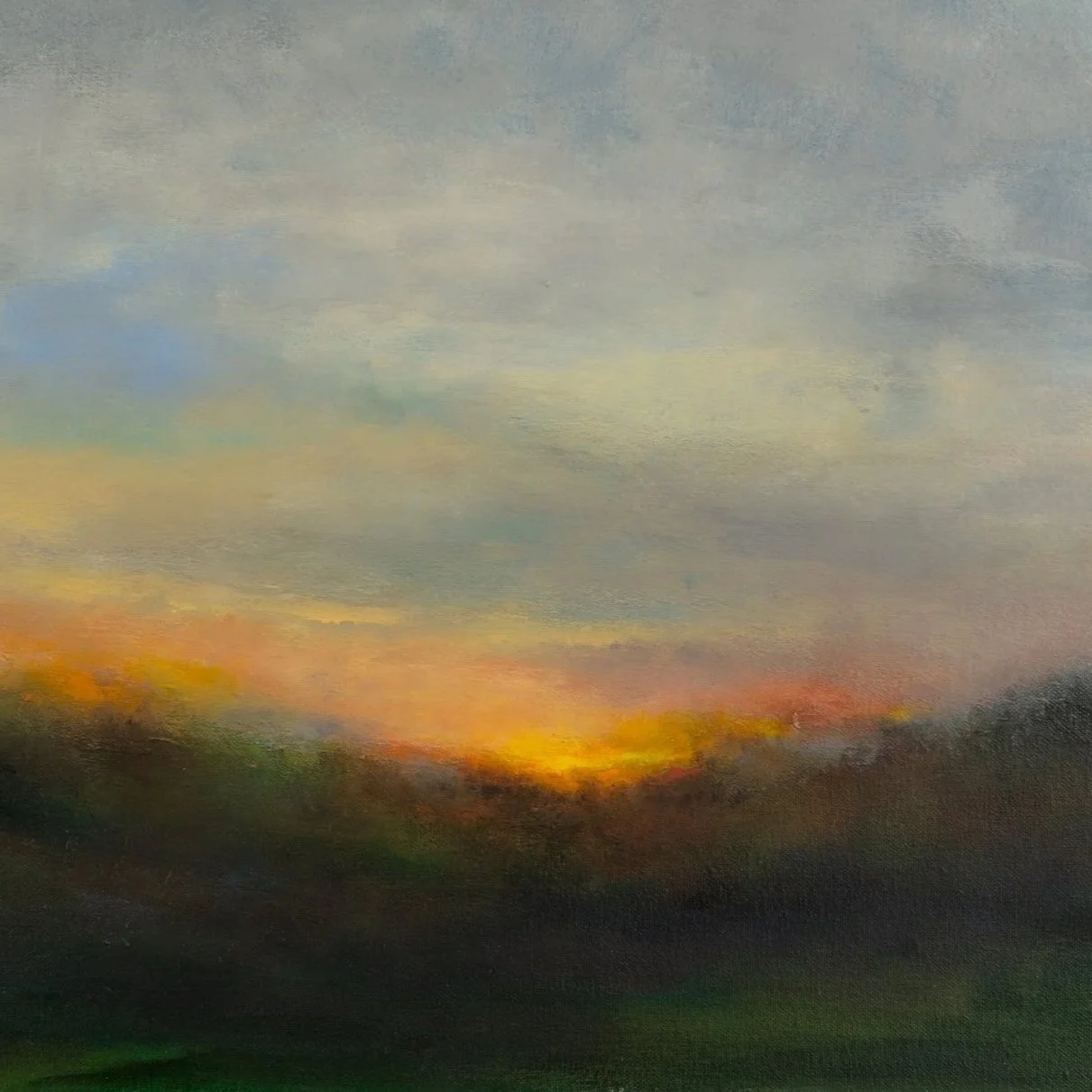 Impressionist landscape acrylic paint texture