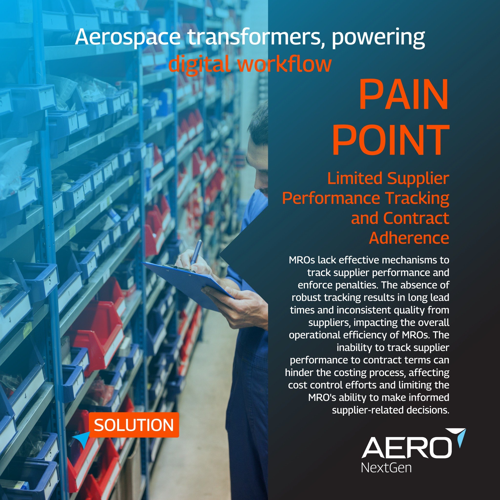 PAIN POINT ALERT | Tackling Supplier Performance and Contract Adherence in MROs 🚨

In the world of aviation MRO, effectively tracking supplier performance and ensuring contract adherence are vital to maintaining operational efficiency. Yet, many MRO