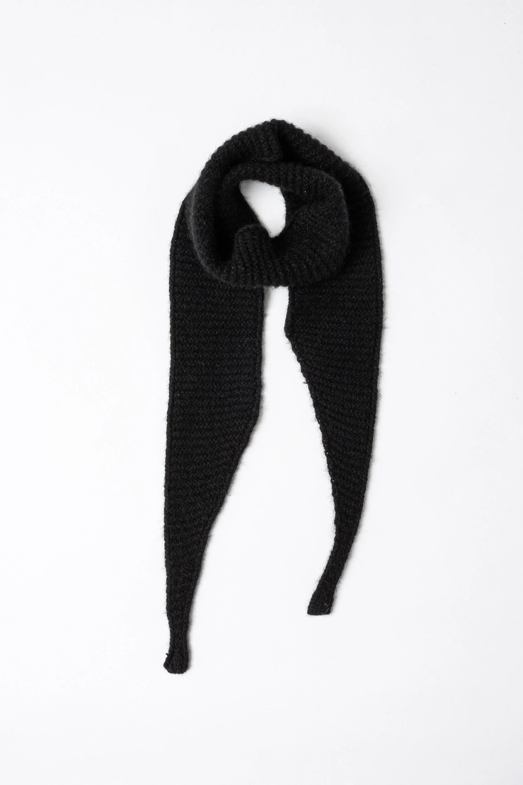 Sciarpa stretta in maglia di puro cashmere | Nero