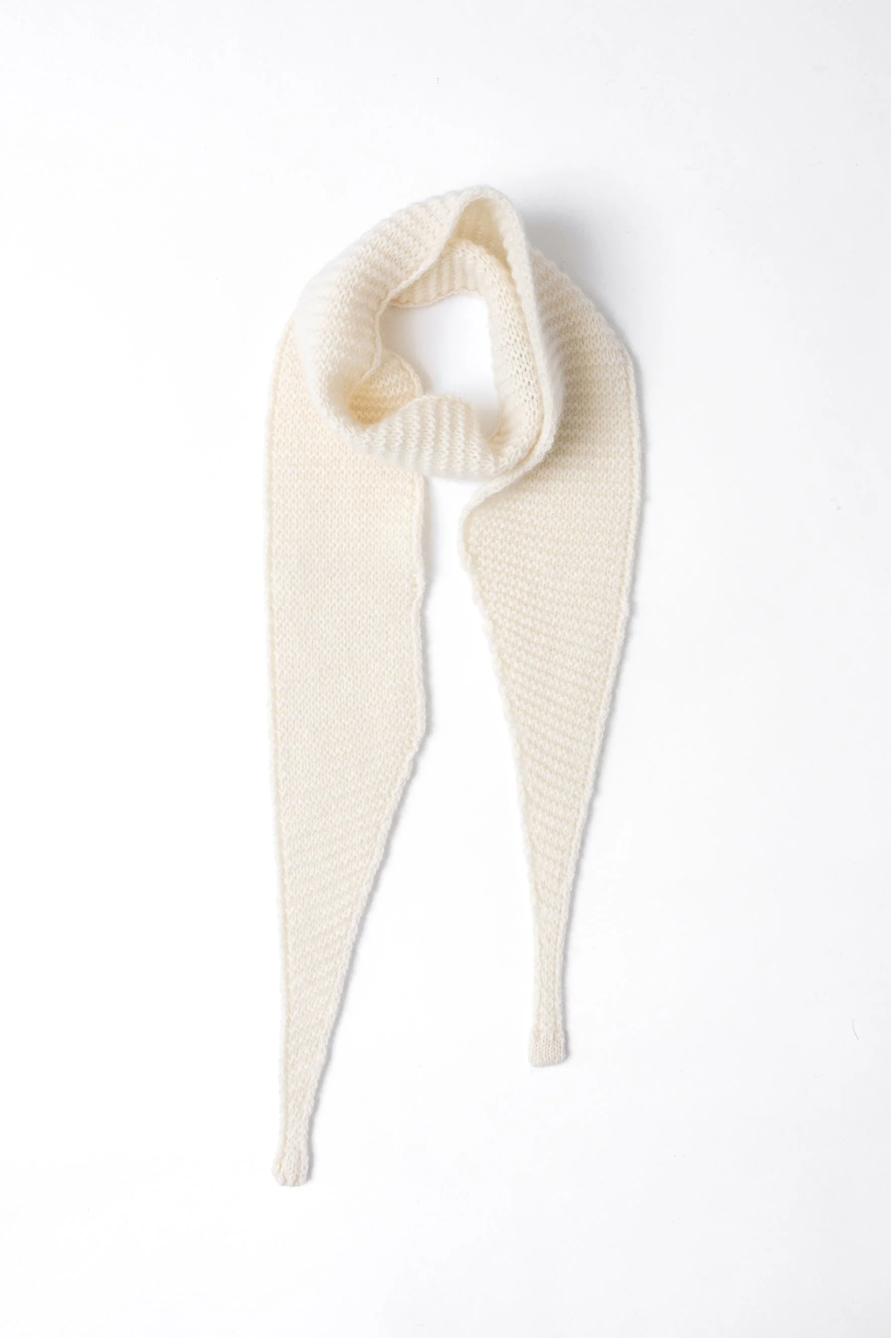 Sciarpa stretta in maglia di puro cashmere | Bianco