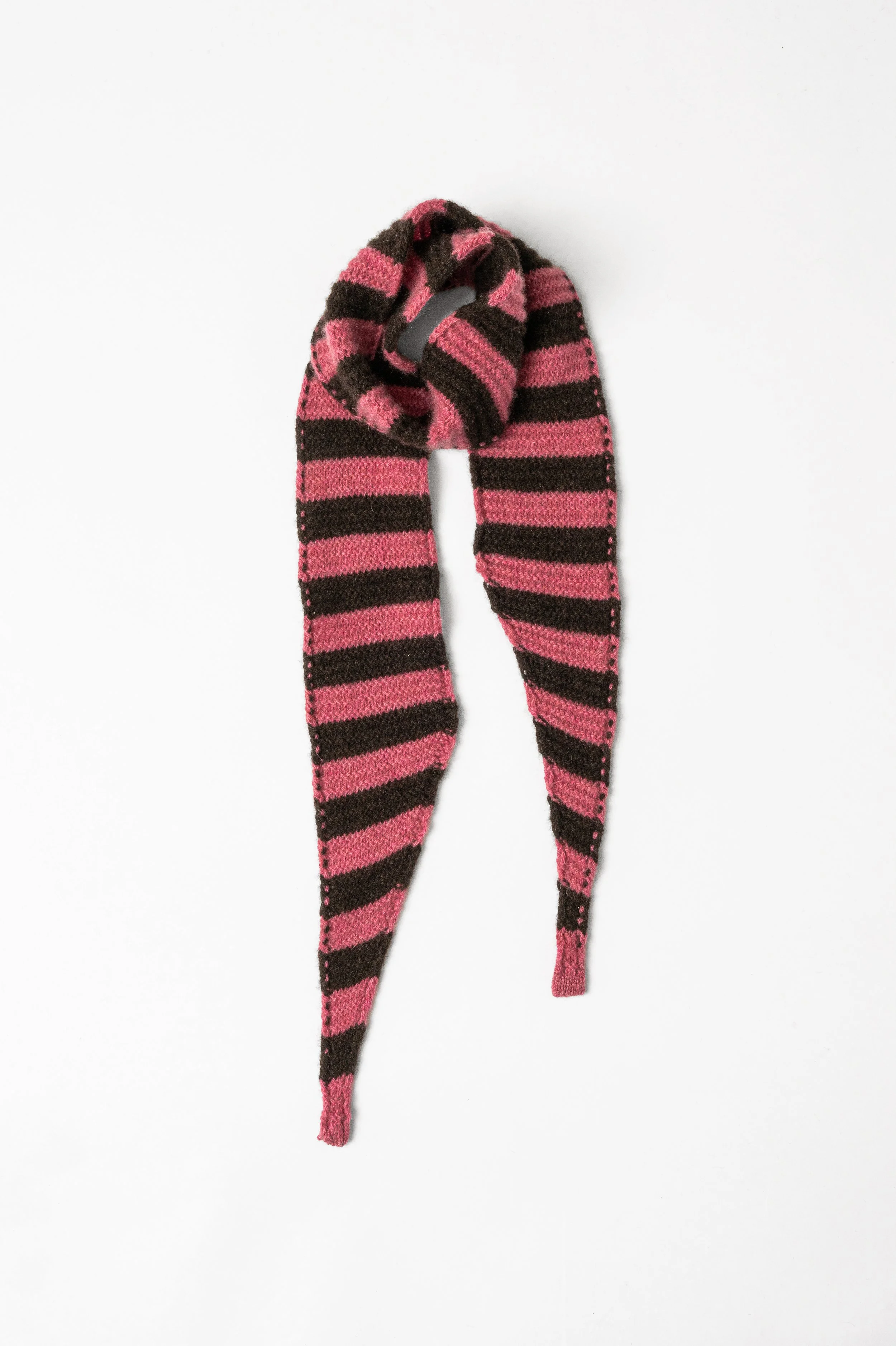 Sciarpa stretta in maglia di puro cashmere a righe | Blush-Choco