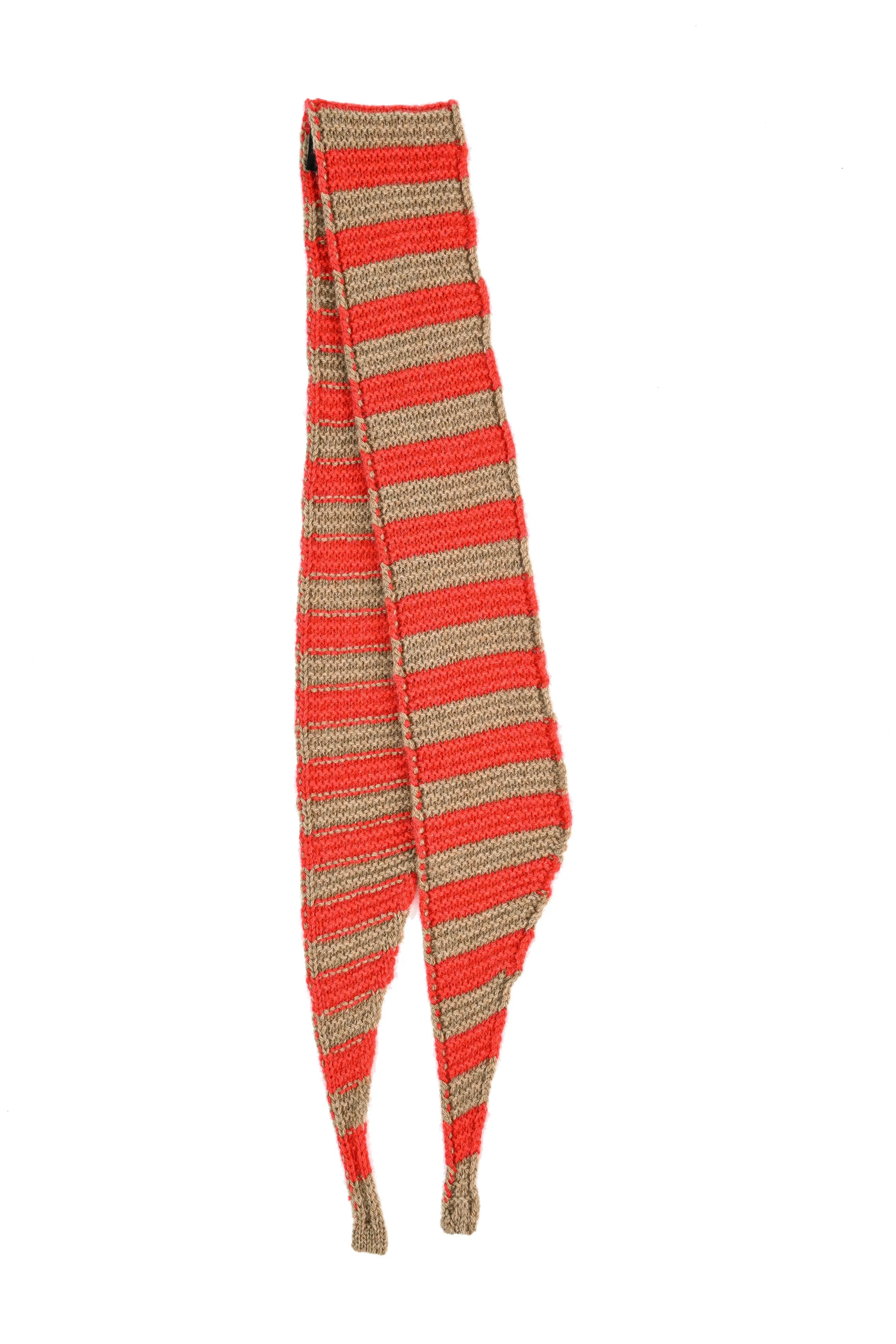 Sciarpa girocollo in maglia di puro cashmere a righe | Cammello Rosso
