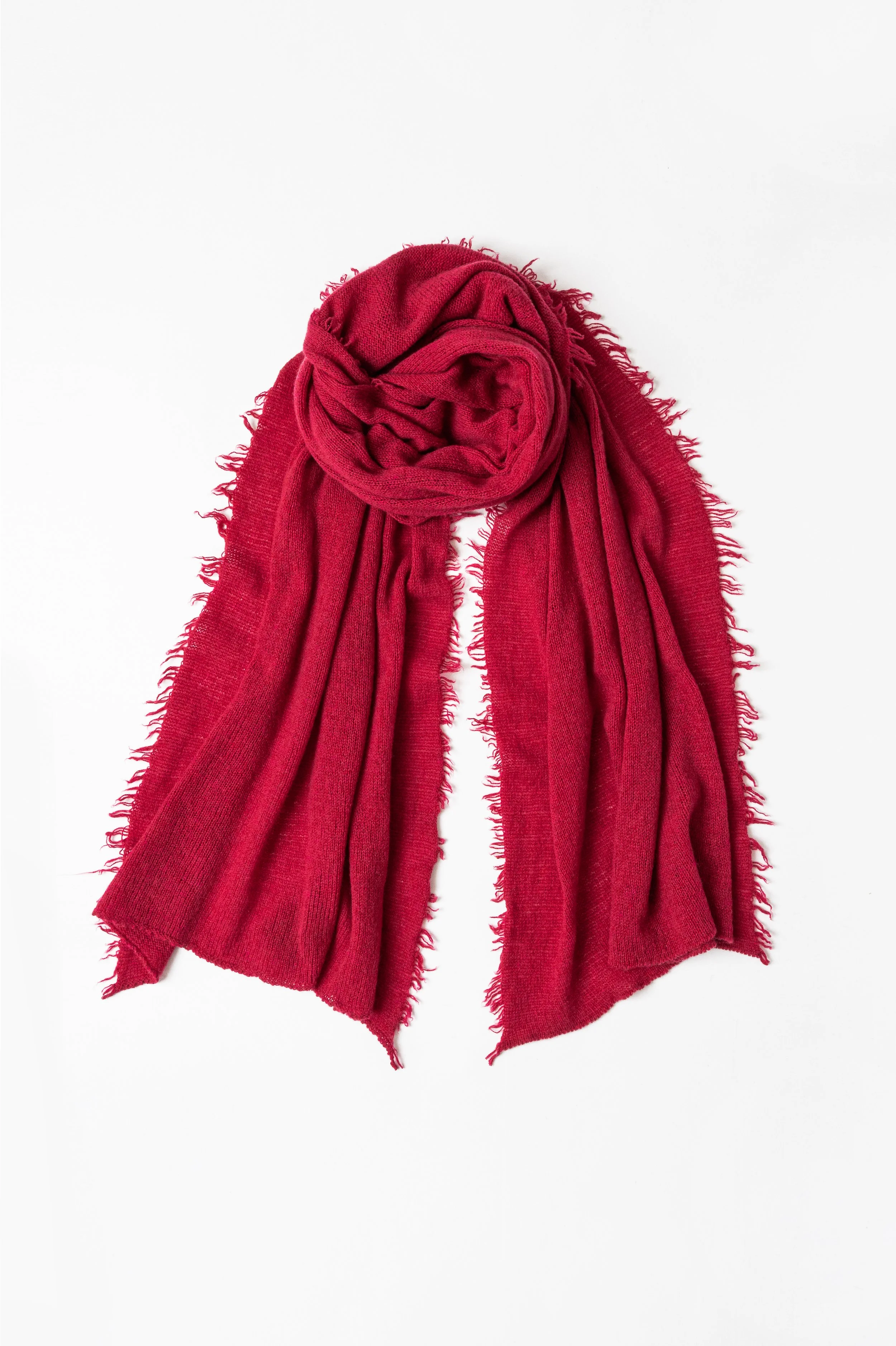 Sciarpa tinta unita in puro cashmere con piccole frange | Blush