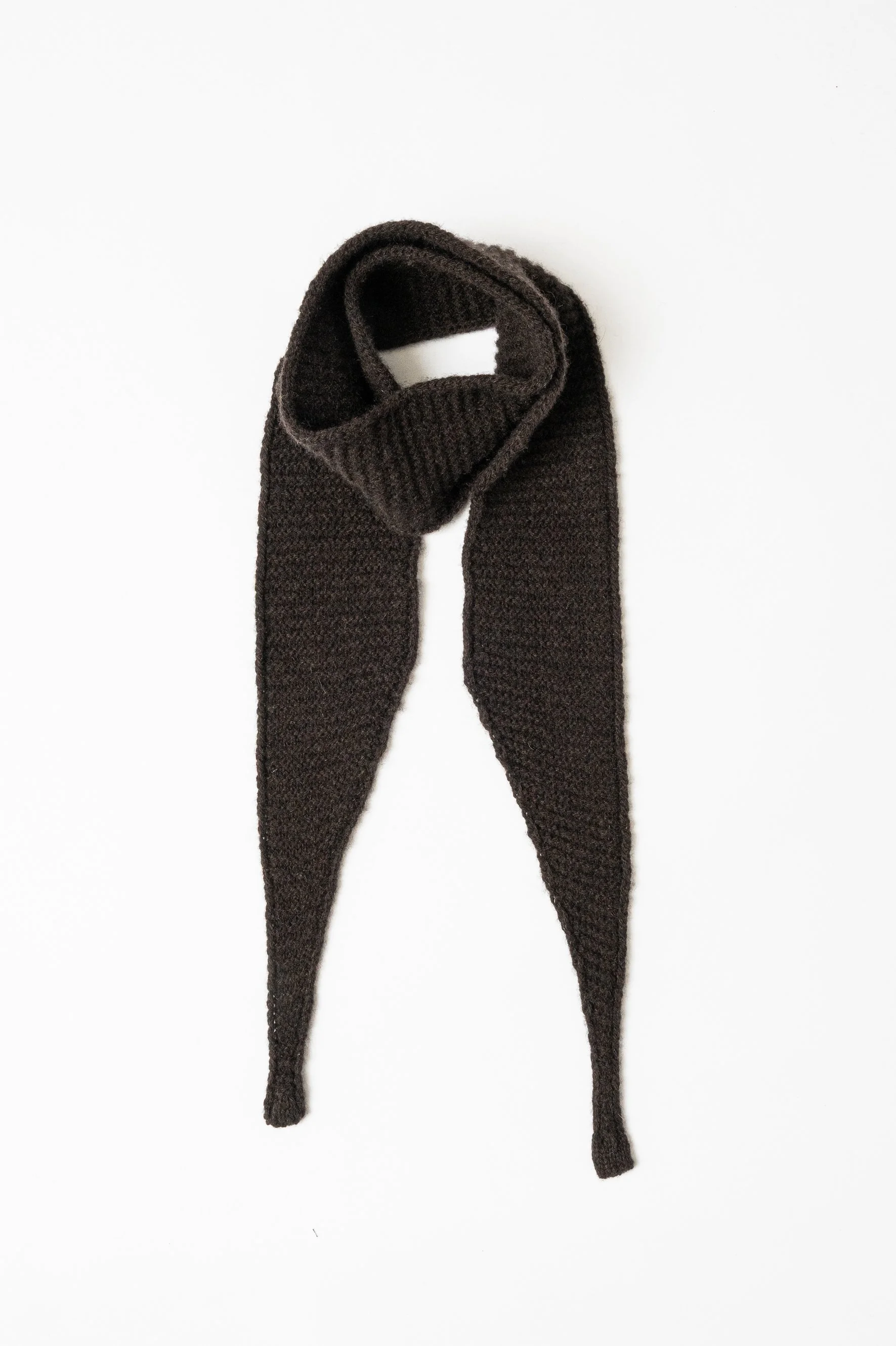 Sciarpa stretta in maglia di puro cashmere | Cioccolato