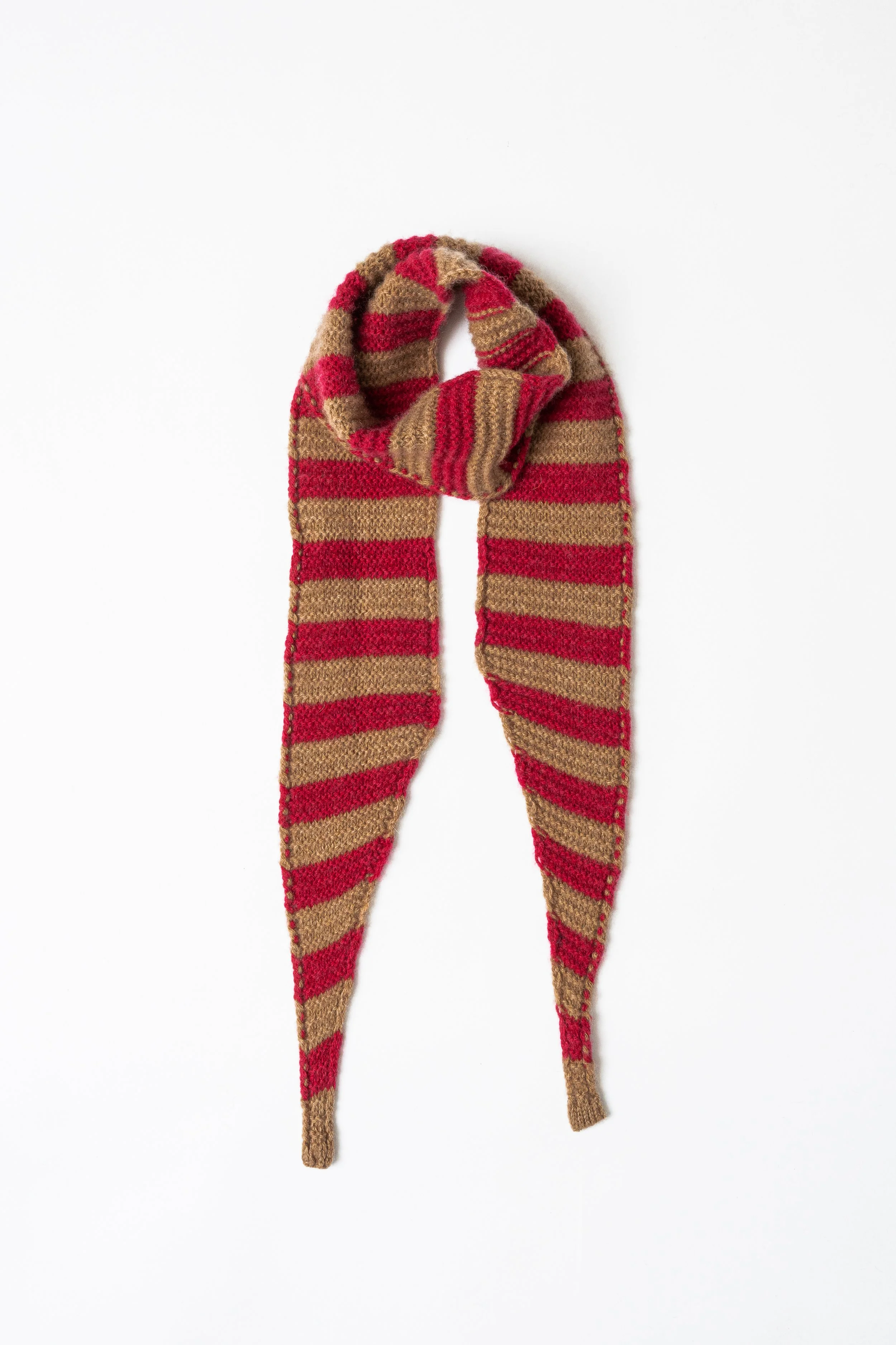 Sciarpa stretta in maglia di puro cashmere a righe | Rosa-Cammello