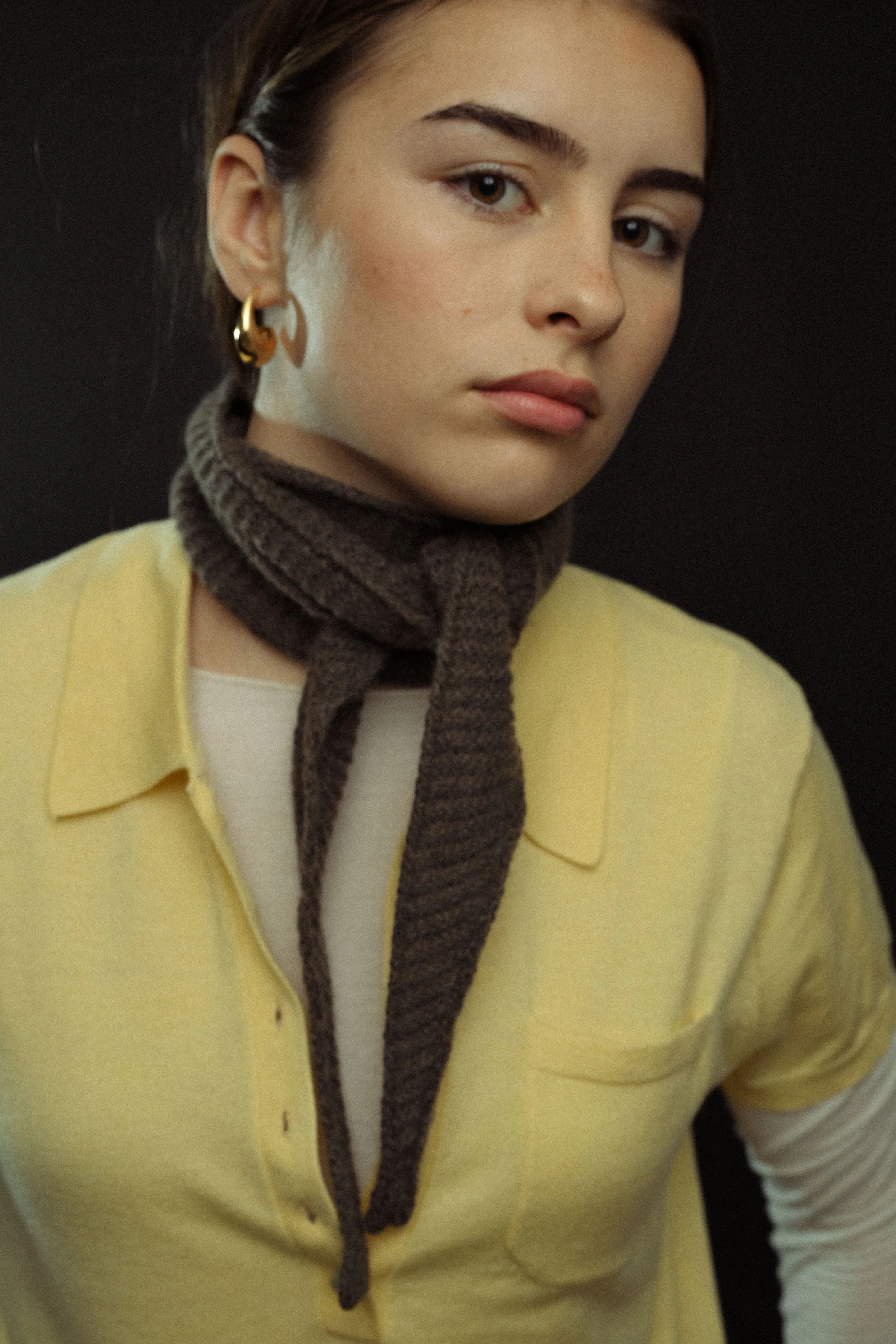 Sciarpa girocollo in maglia di puro cashmere | Tortora