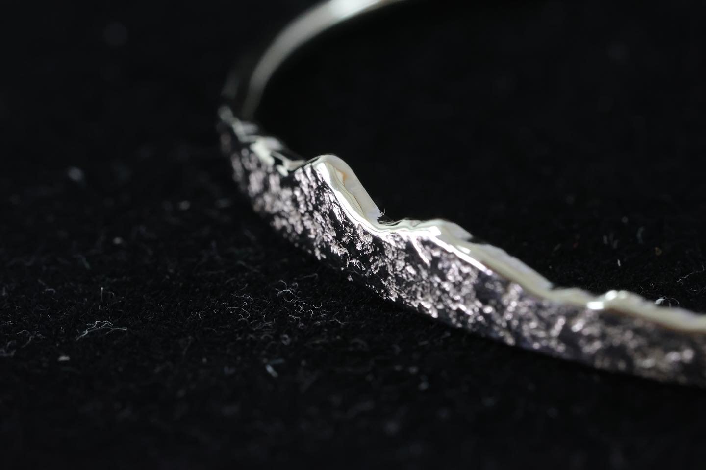A bangle from my latest “Mourne” Collection, inspired by the County Down Mourne Mountains, and awe at the creator of such beauty, this collection features the silhouette of the Mournes exactly translated into sterling silver, with Mourne