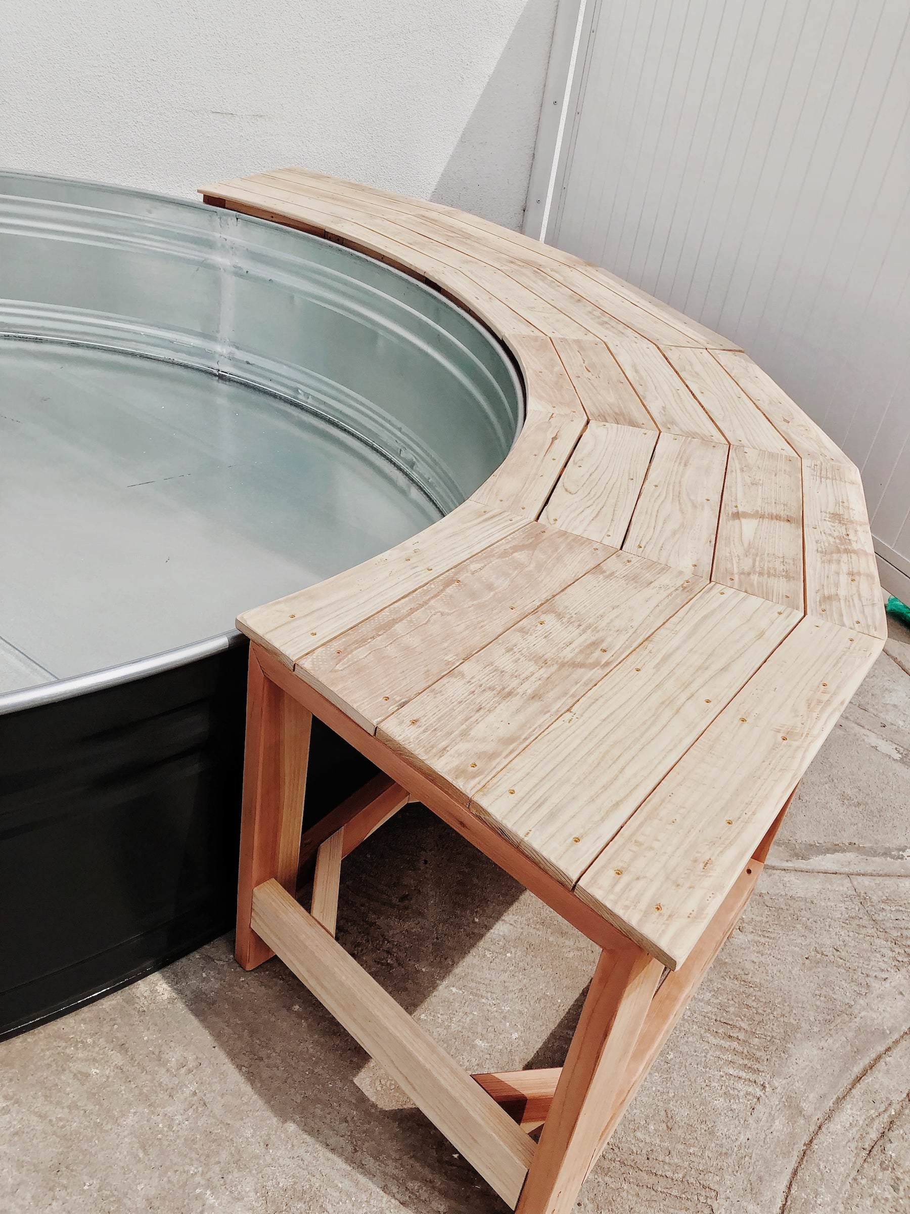Stock Tank Pool Bench, Cowboy Pool Bench, Stock Tank Pool Seat, Bench Around Stock Tank Pool, Curved Bench For Stock Tank Pool