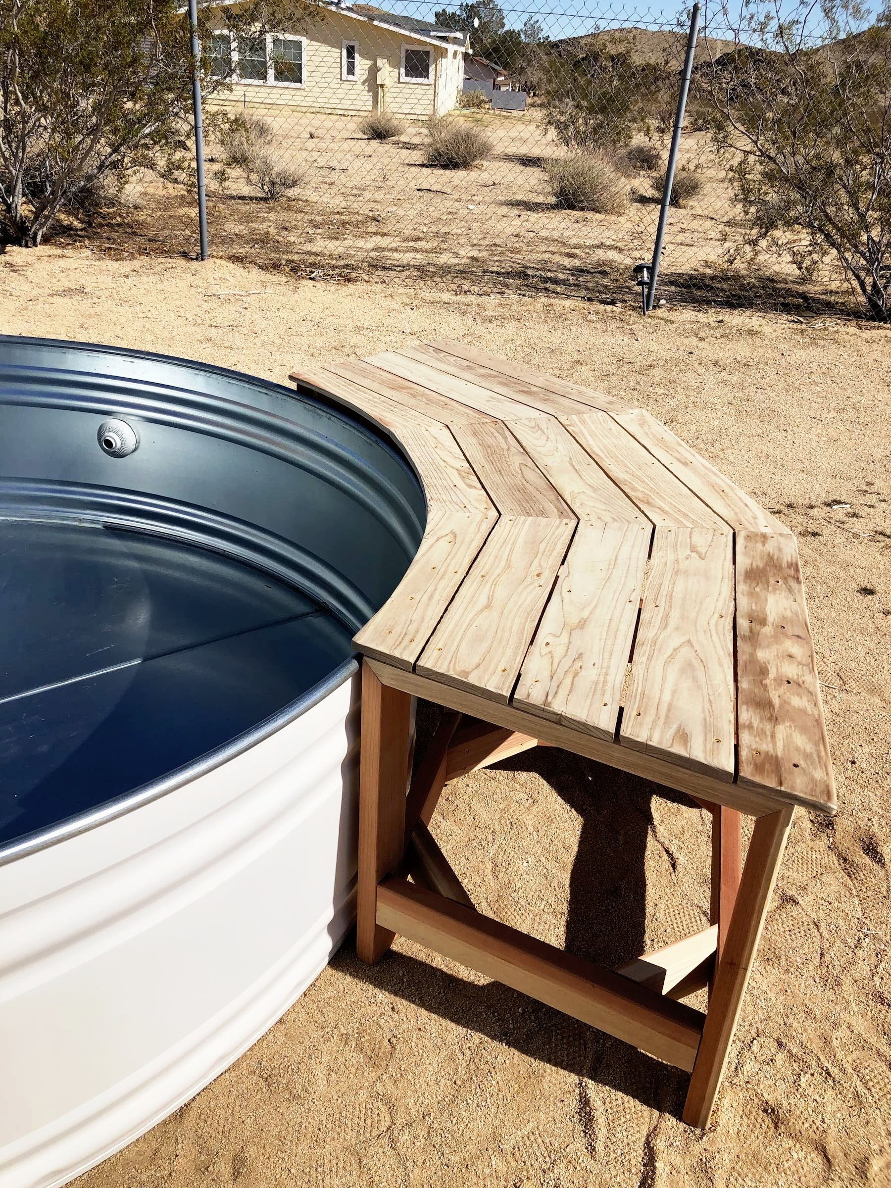 Stock Tank Pool Bench, Cowboy Pool Bench, Stock Tank Pool Seat, Bench Around Stock Tank Pool, Curved Bench For Stock Tank Pool
