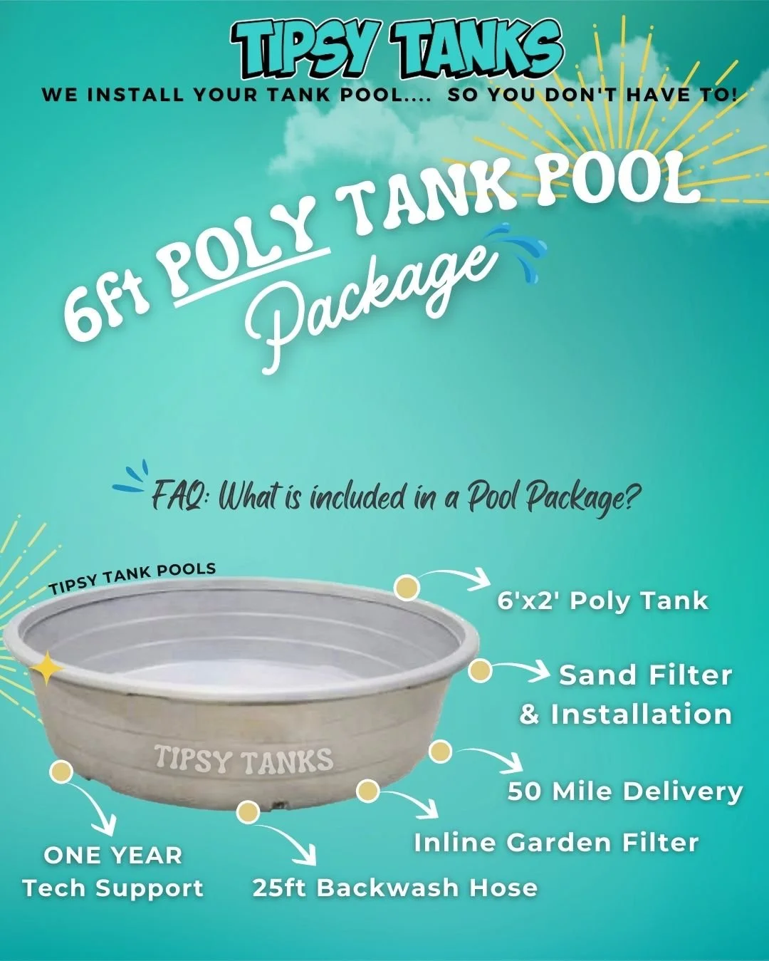 6ft poly plastic stock tank — Tipsy Tanks Beat the summer heat with