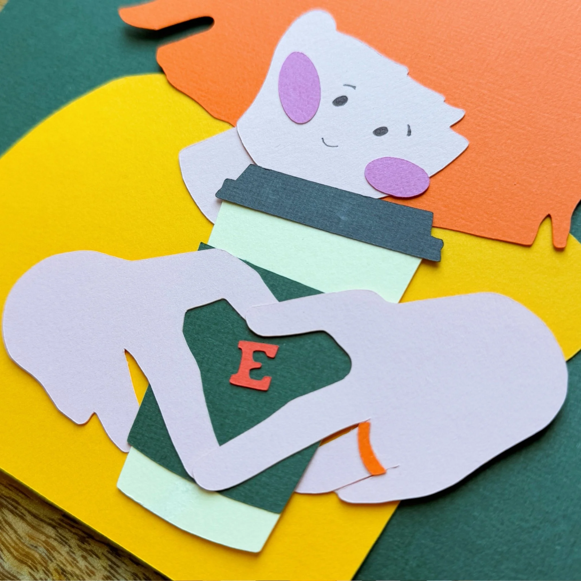 coffee, morning routing, cute character, paper illustration, wall art, handmade decor