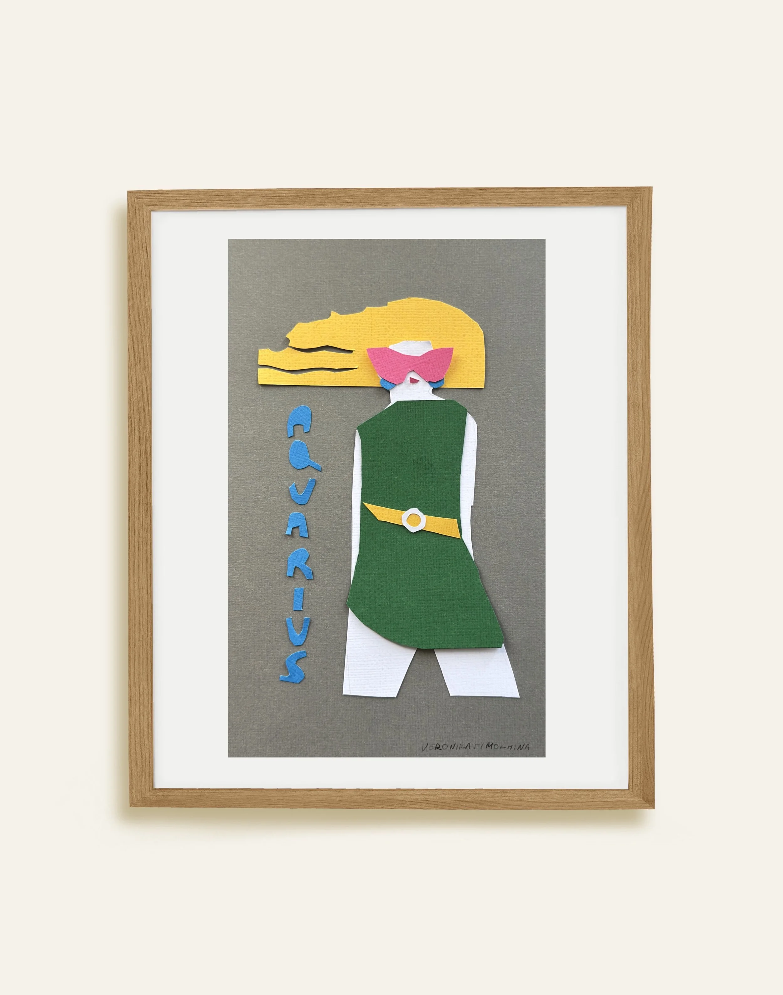 Aquarius framed collage handmade work