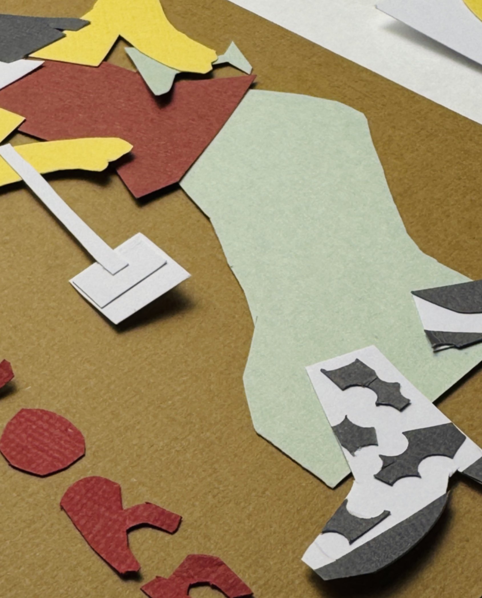 Close-up of layered paper textures in Capricorn collage