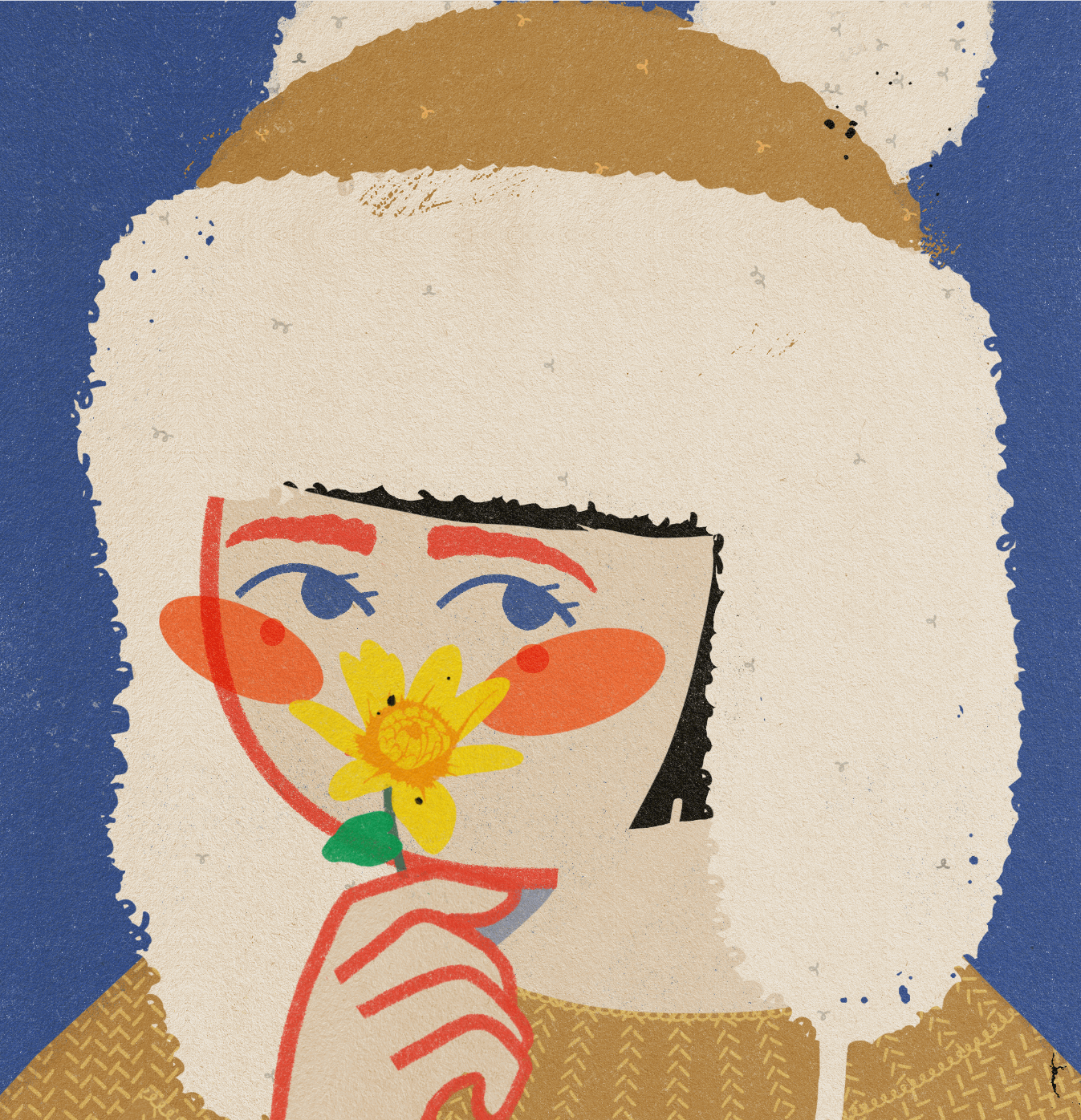 girl with flower spring gif illustration by veronika timokhina