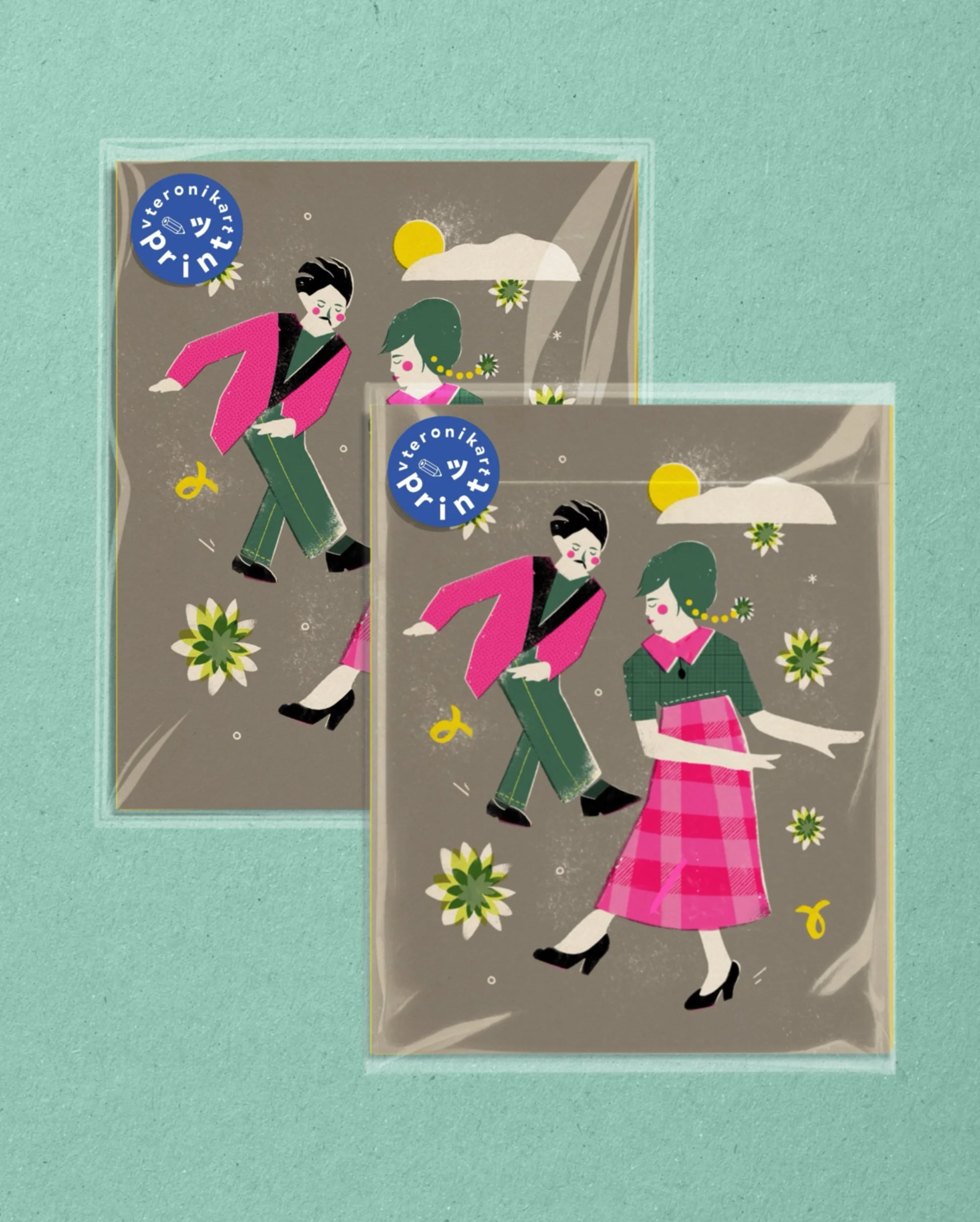 Love dancing print in sleeves, happy moments, nostalgia, emotions