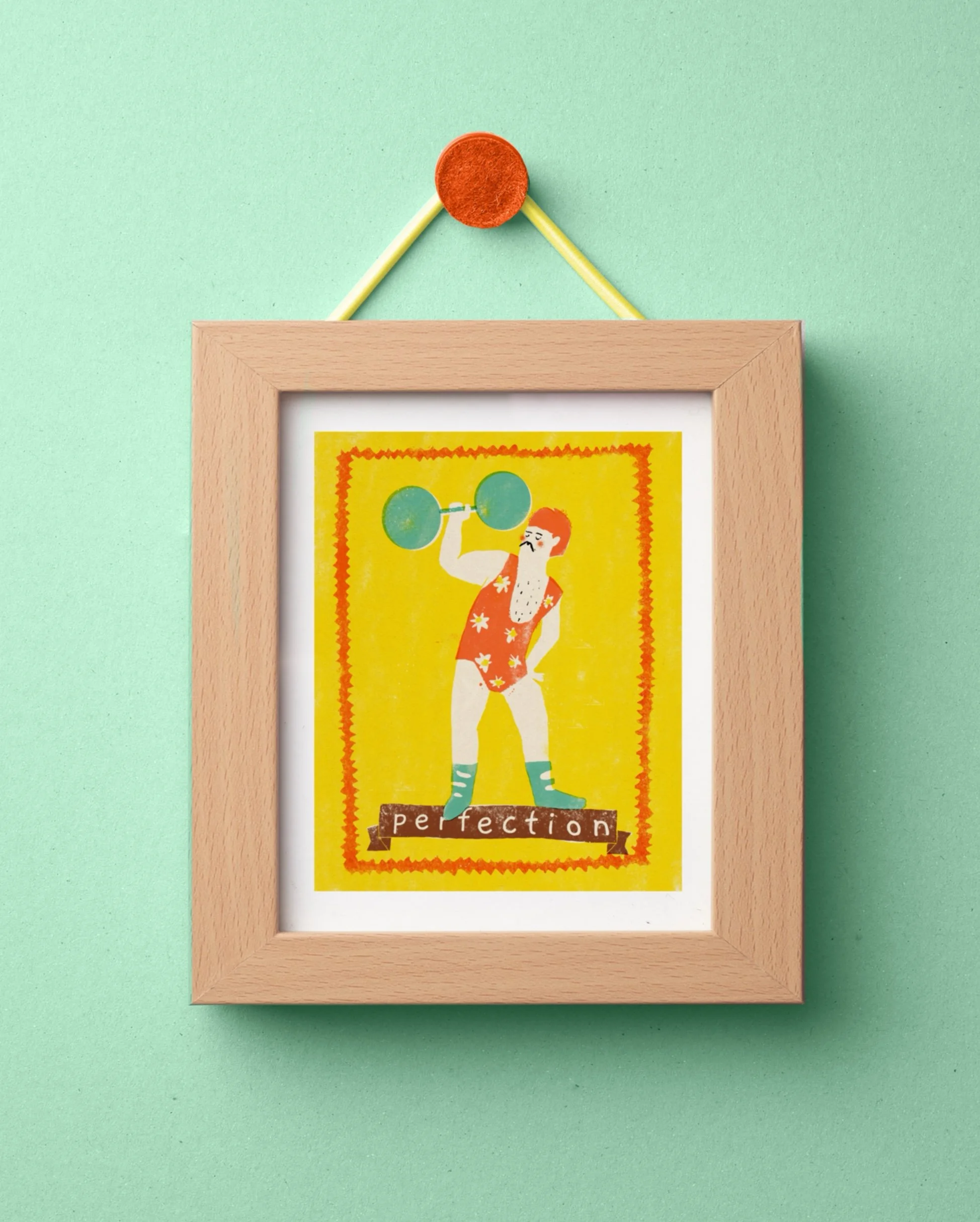 Perfection print framed, retro illustration, roso art, minimalistic design, wall art