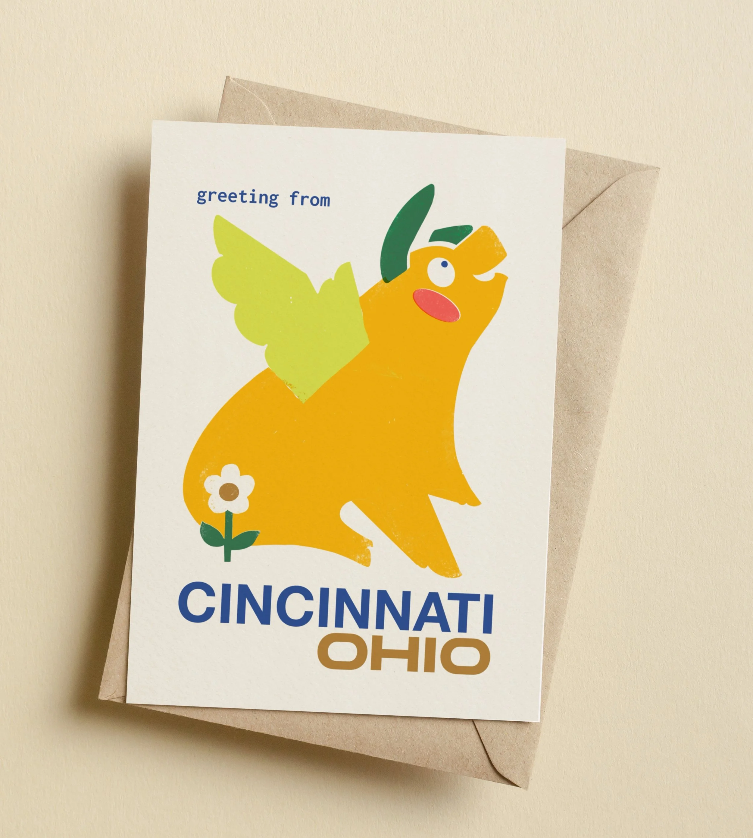 Flying Pig Cincinnati Card