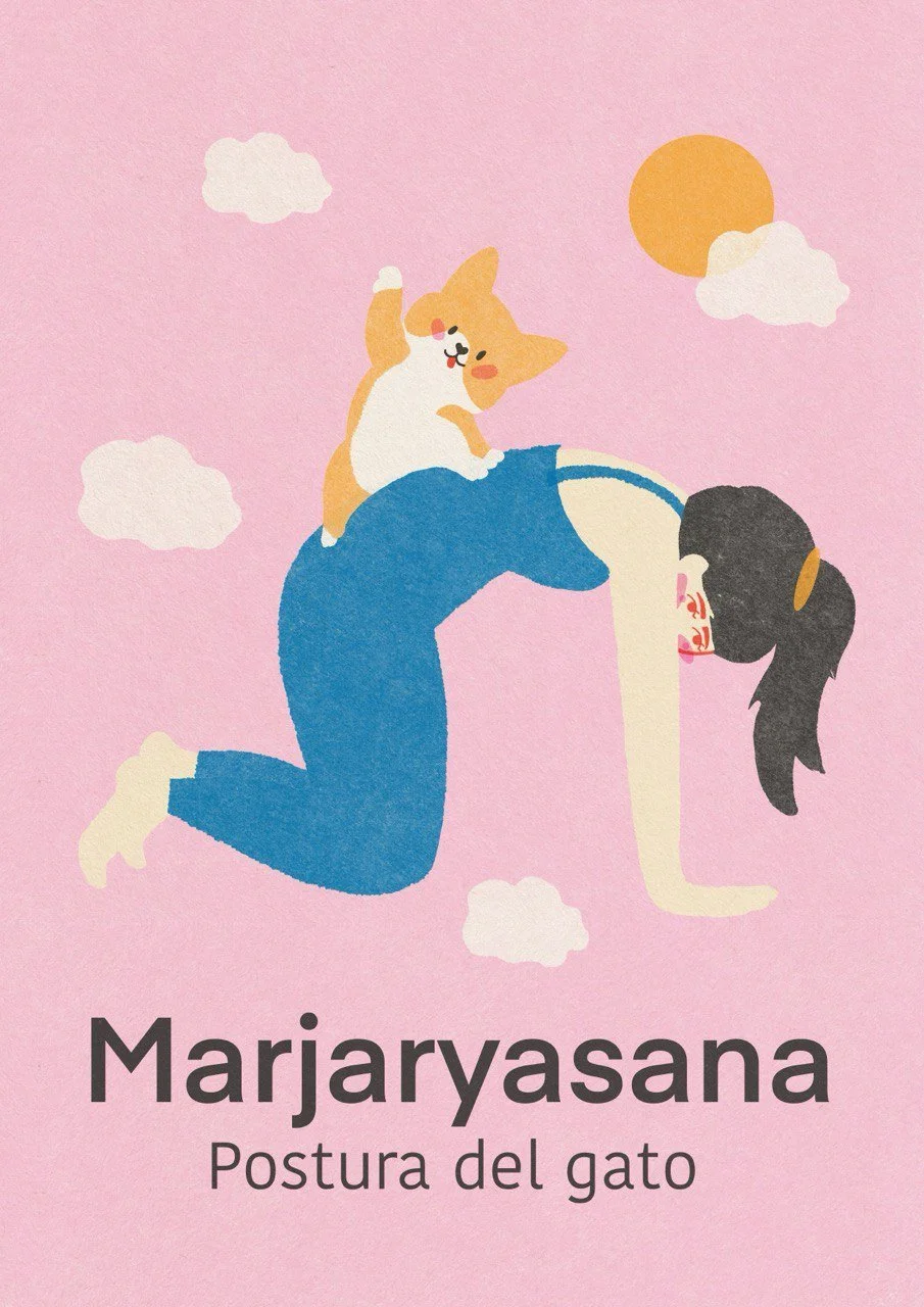 Marjaryasana pose, yoga girls for Mercilona