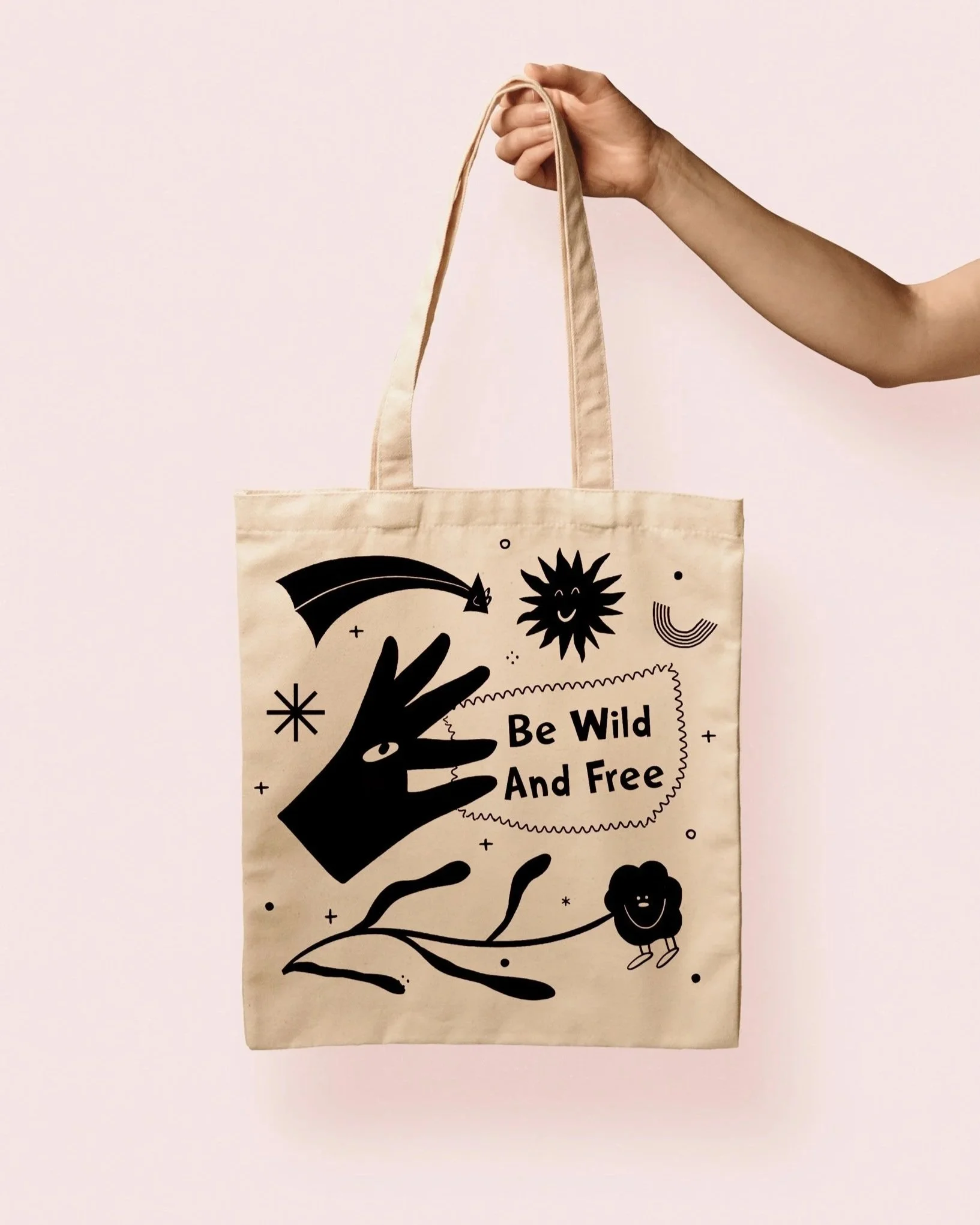 be wild and free beige, black colors illustration, designed by veronika timokhina