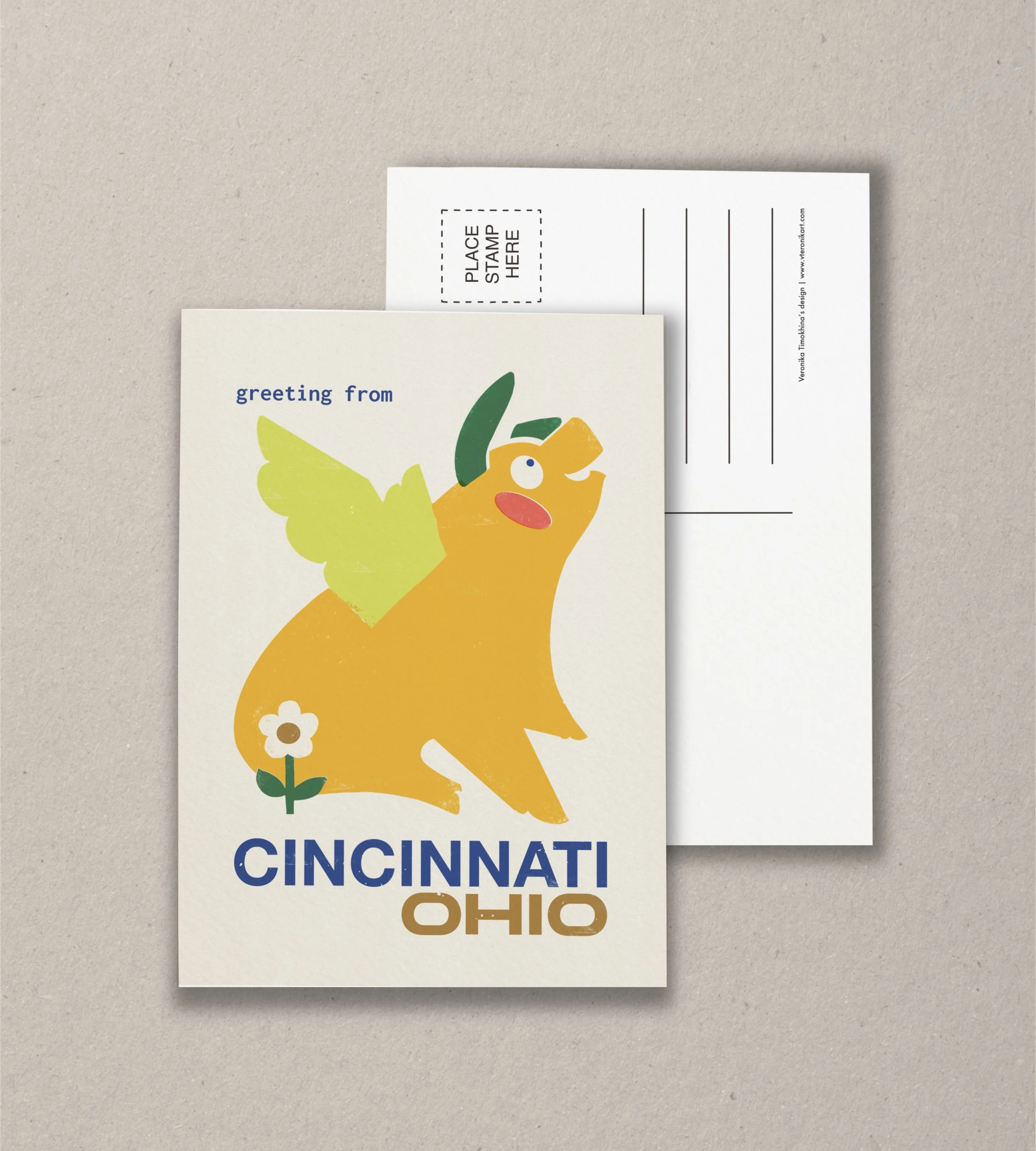 Flying Pig Cincinnati Card