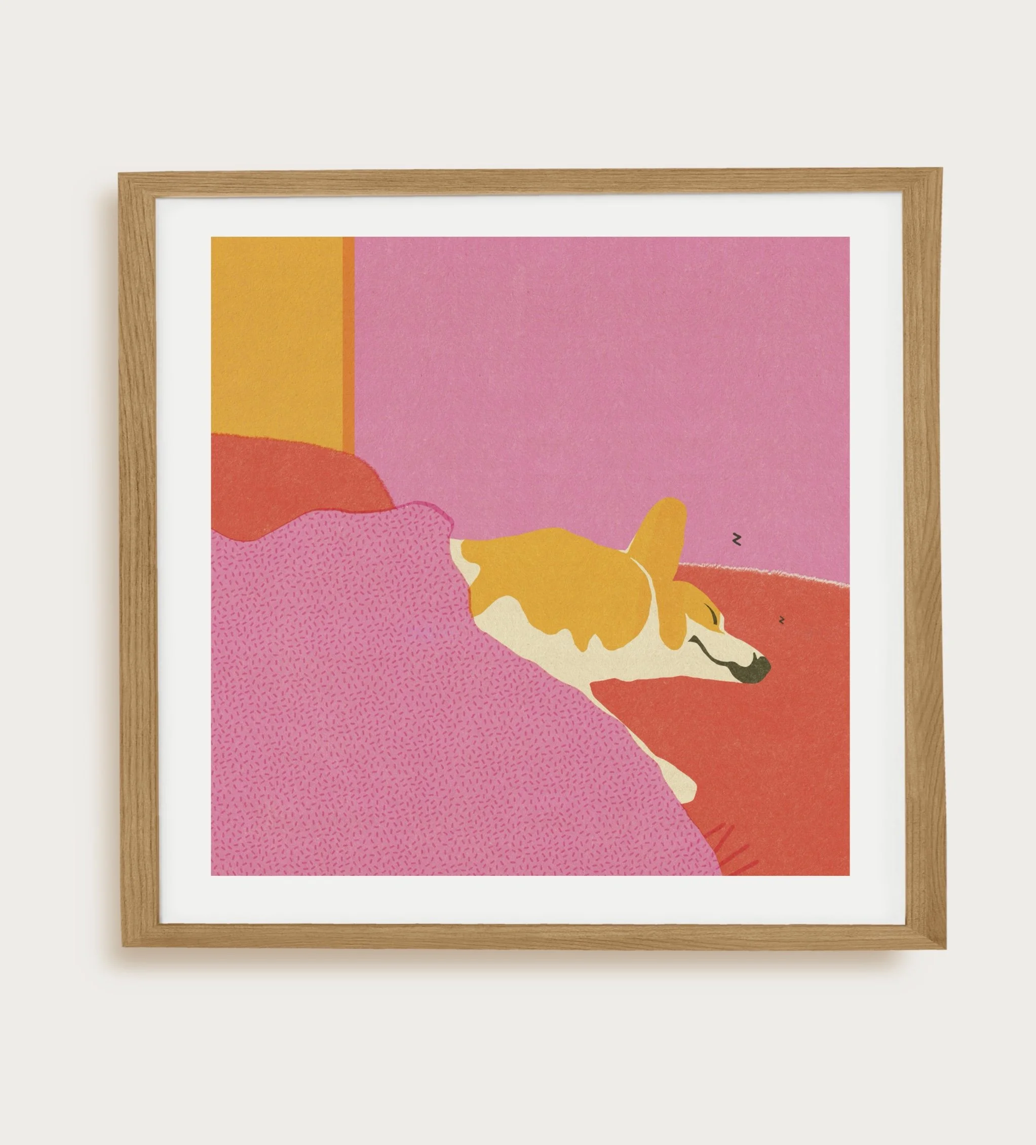 Snorepunzel Sleeping Corgi Art Print