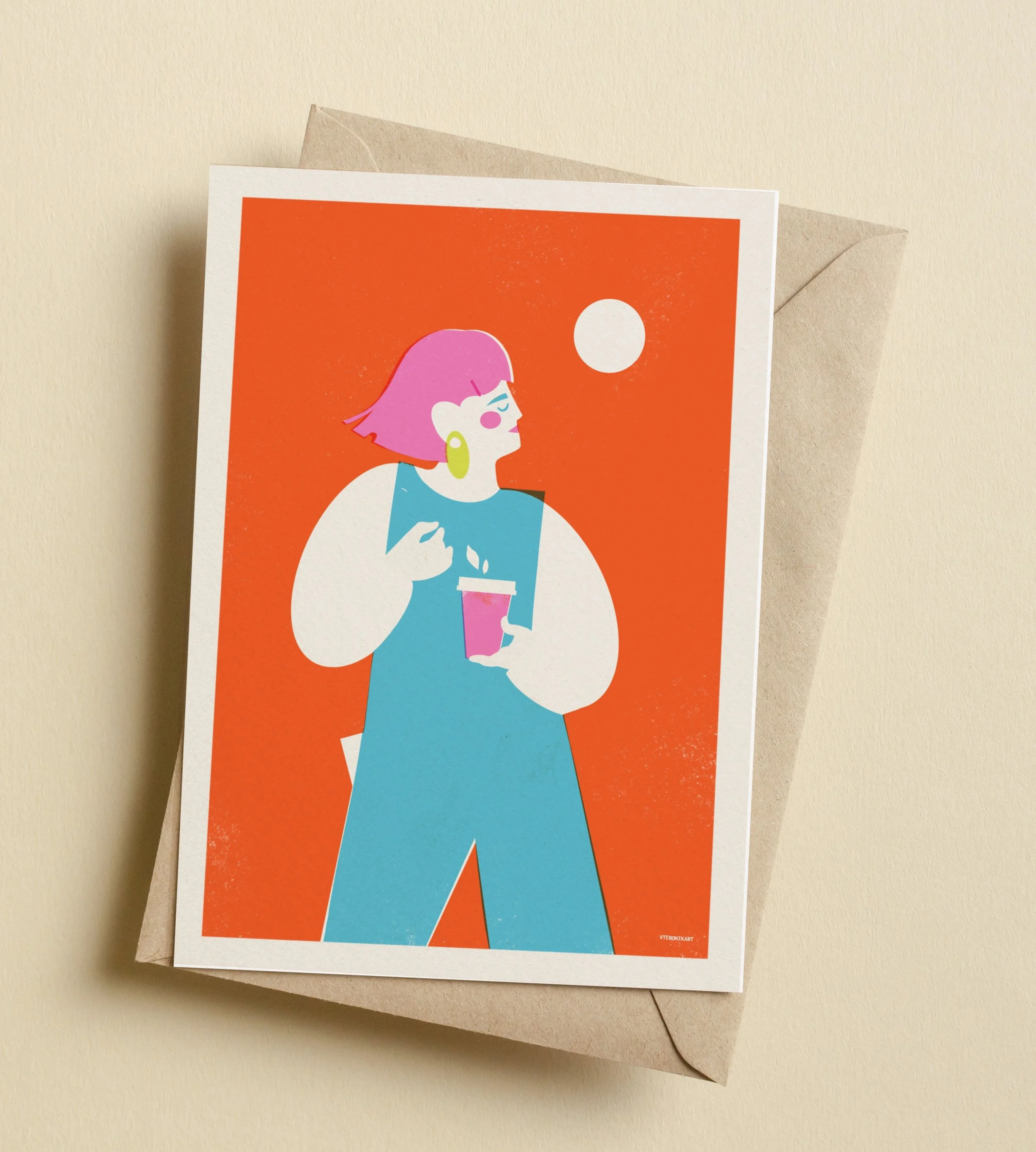 Girl with Dog A5 Print