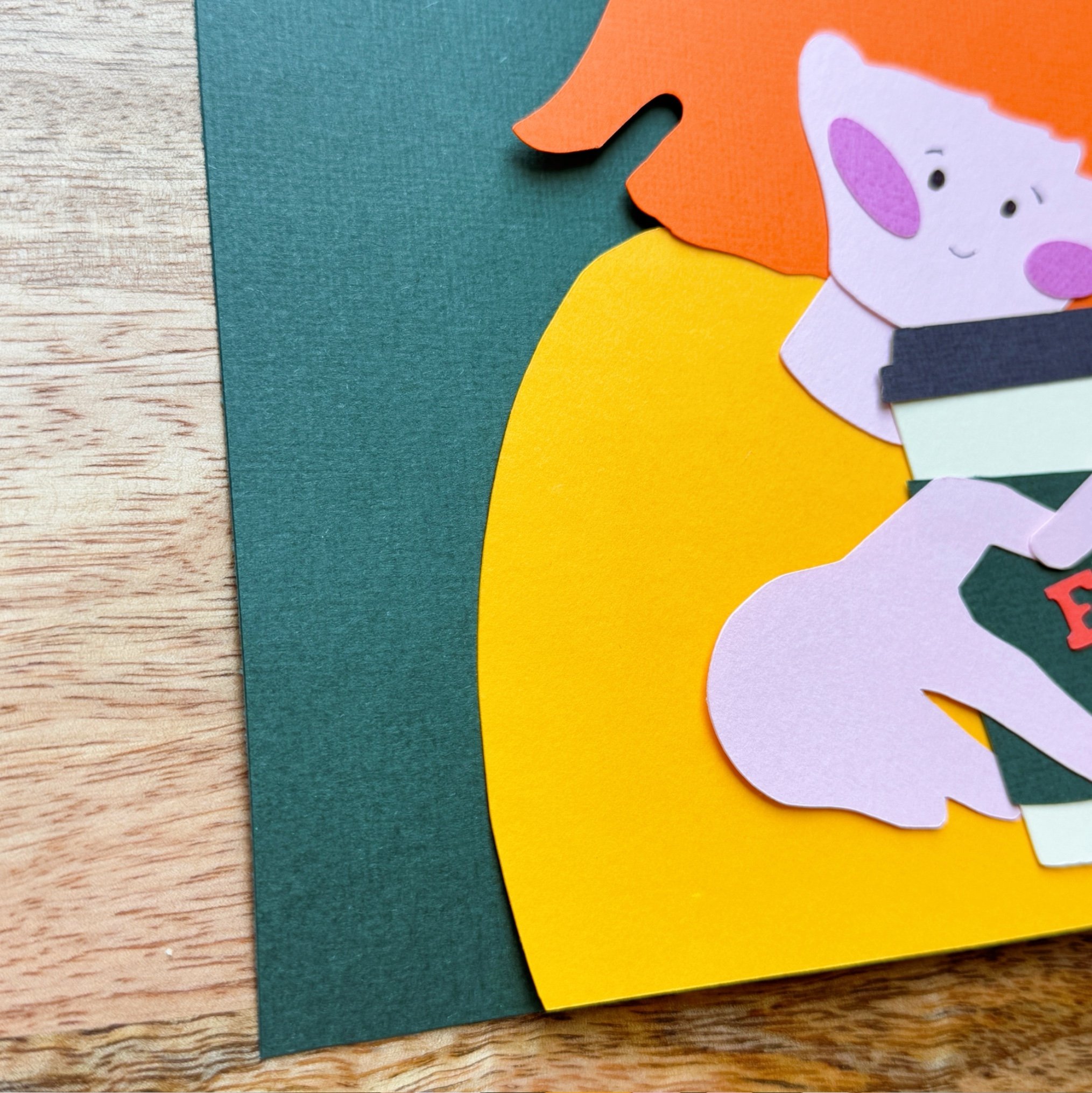 coffee, morning routing, cute character, paper illustration, wall art, handmade decor