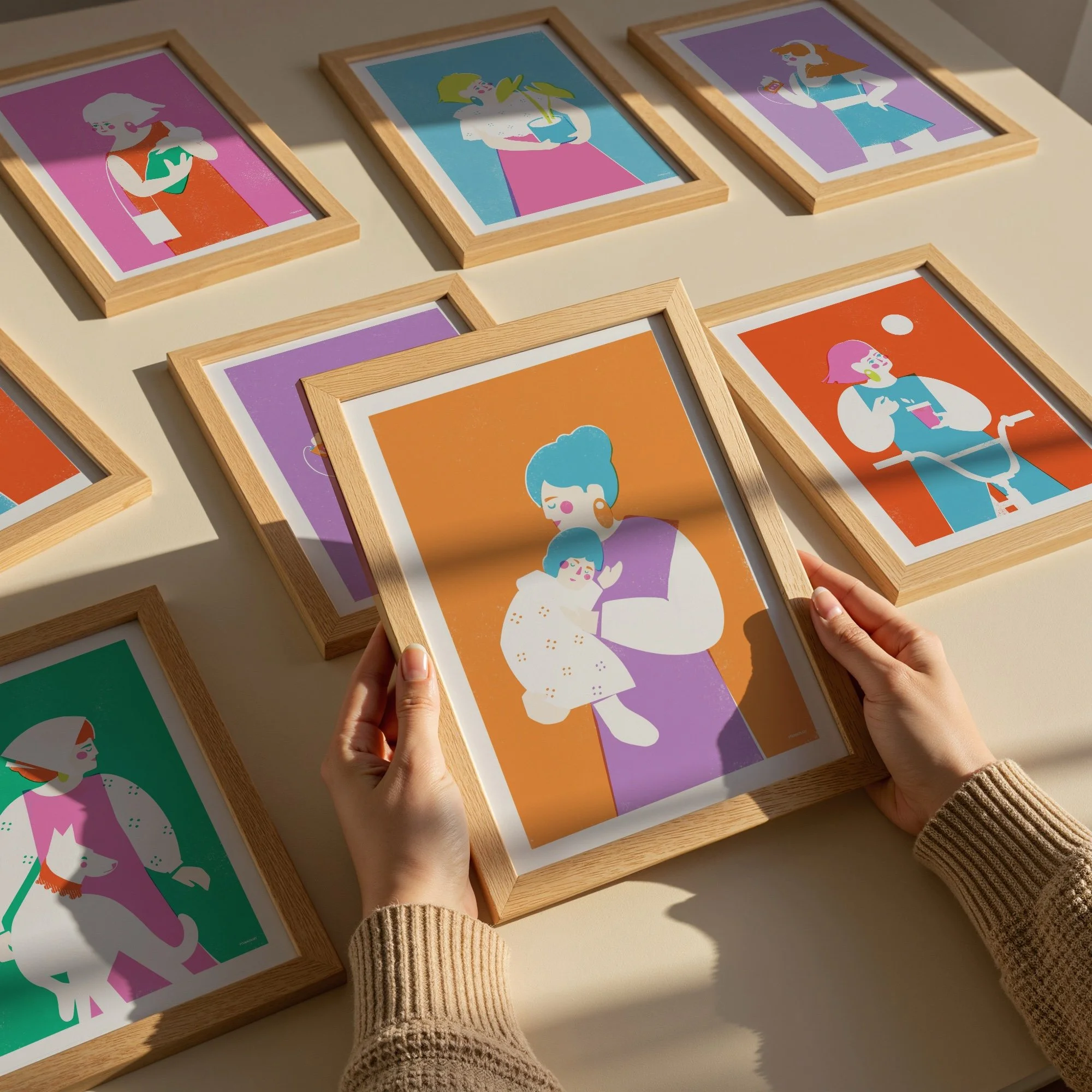 Set of 6 modern minimalist art prints from the Portraits of Her collection by vteronikart. Vibrant gallery wall set featuring colorful female portraits