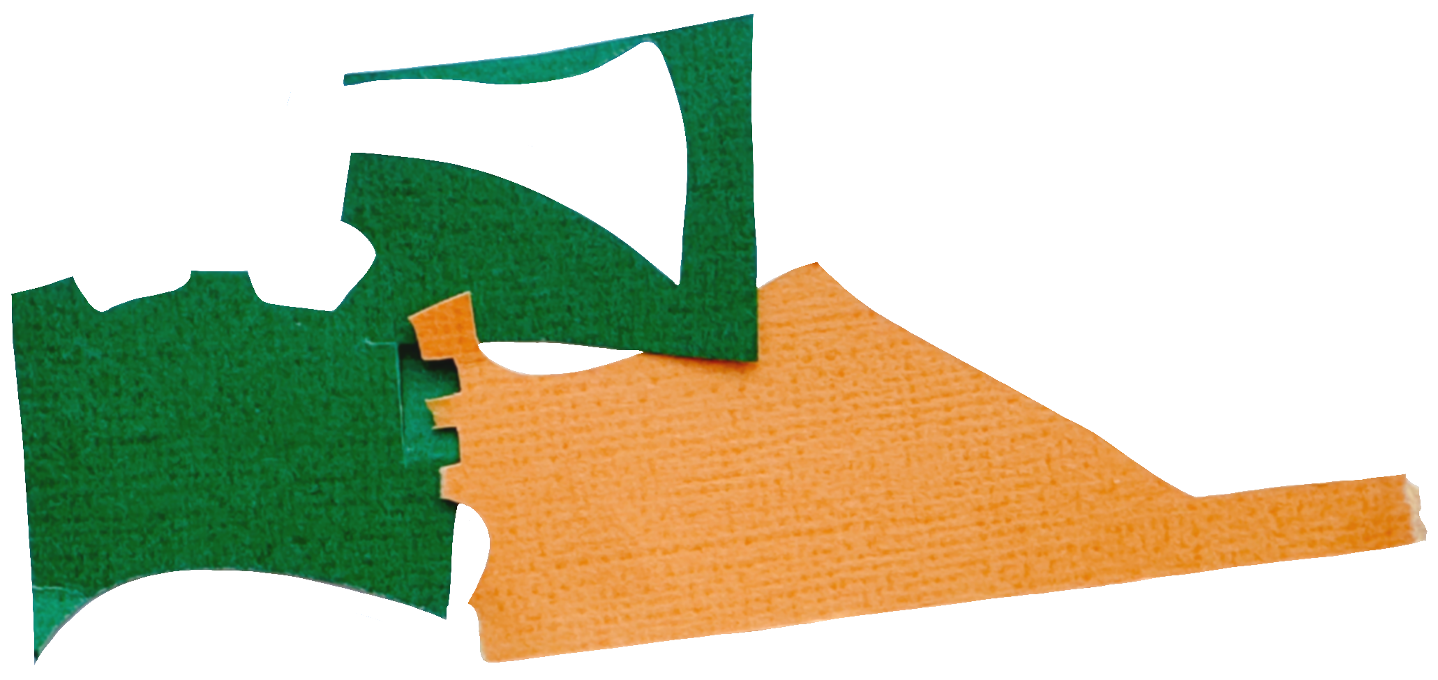 Hand-cut paper collage artwork with layered paper textures in soft colors, created by Veronika Timokhina.