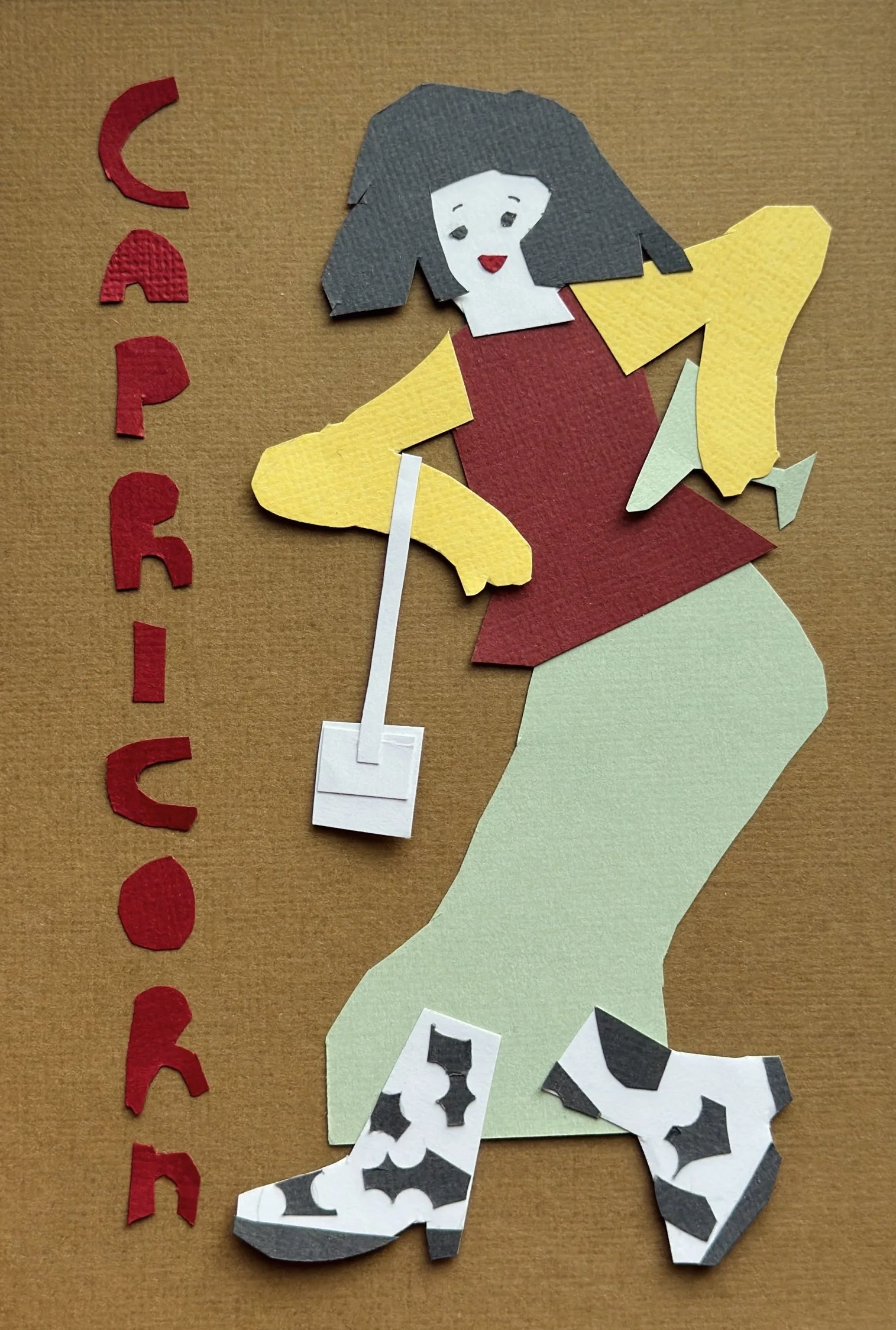 Hand-cut paper collage artwork by contemporary paper artist, featuring minimalist compositions made from layered colored paper