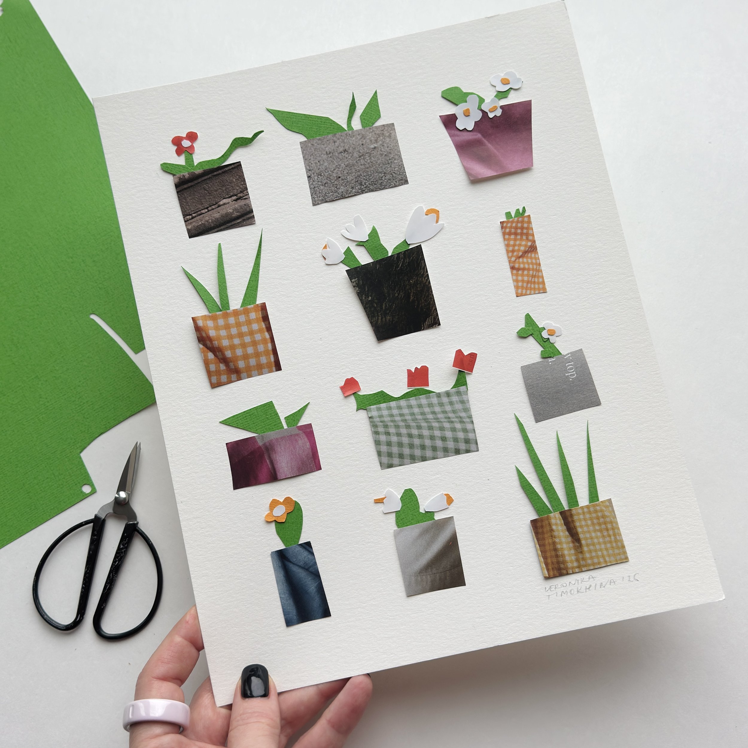 little flowers paper collage by paper artist veronika timokhina