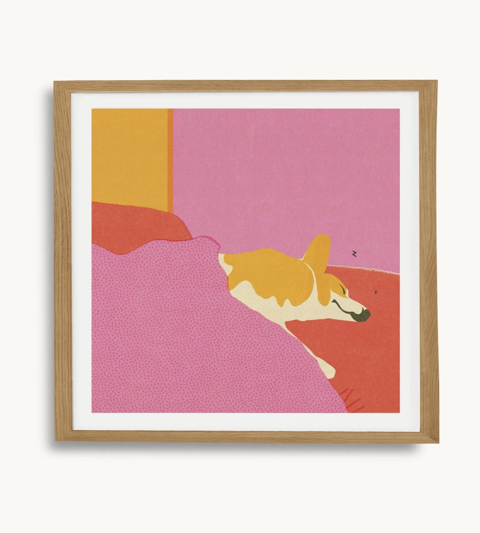 Snorepunzel Sleeping Corgi Art Print