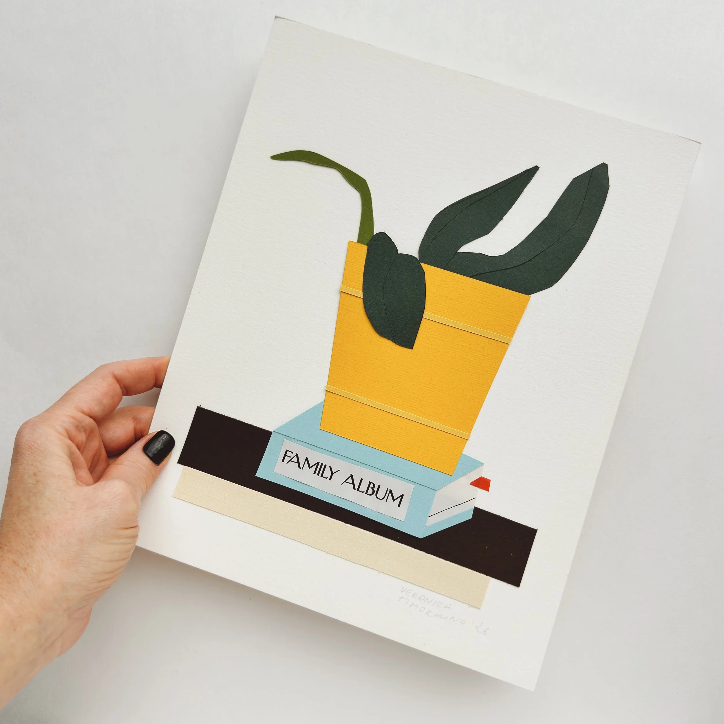 Minimalist paper art by Cincinnati artist. Scaled view of original collage, boho style