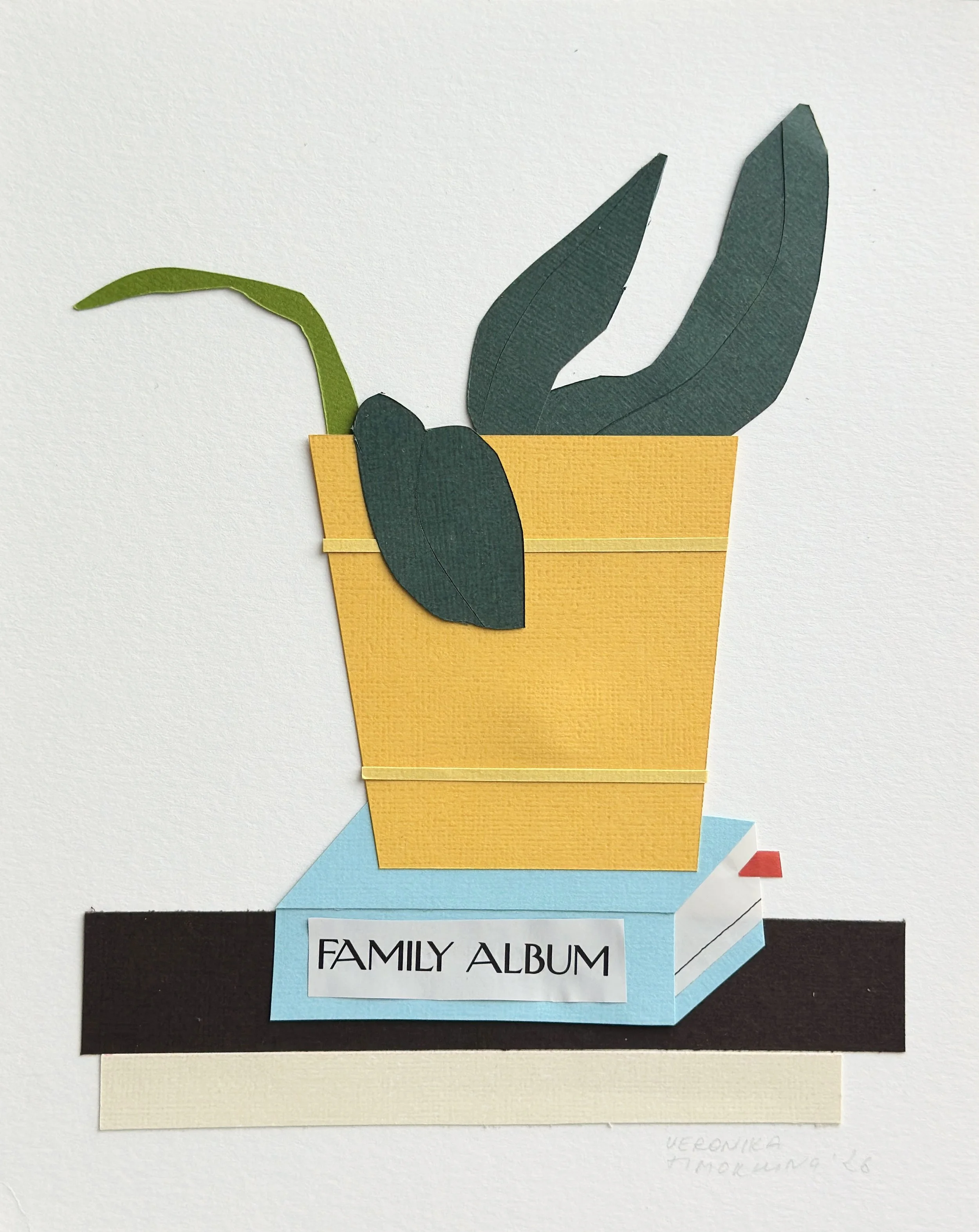 Original paper relief "Family Album" by Veronika Timokhina. 8x10 handmade collage.